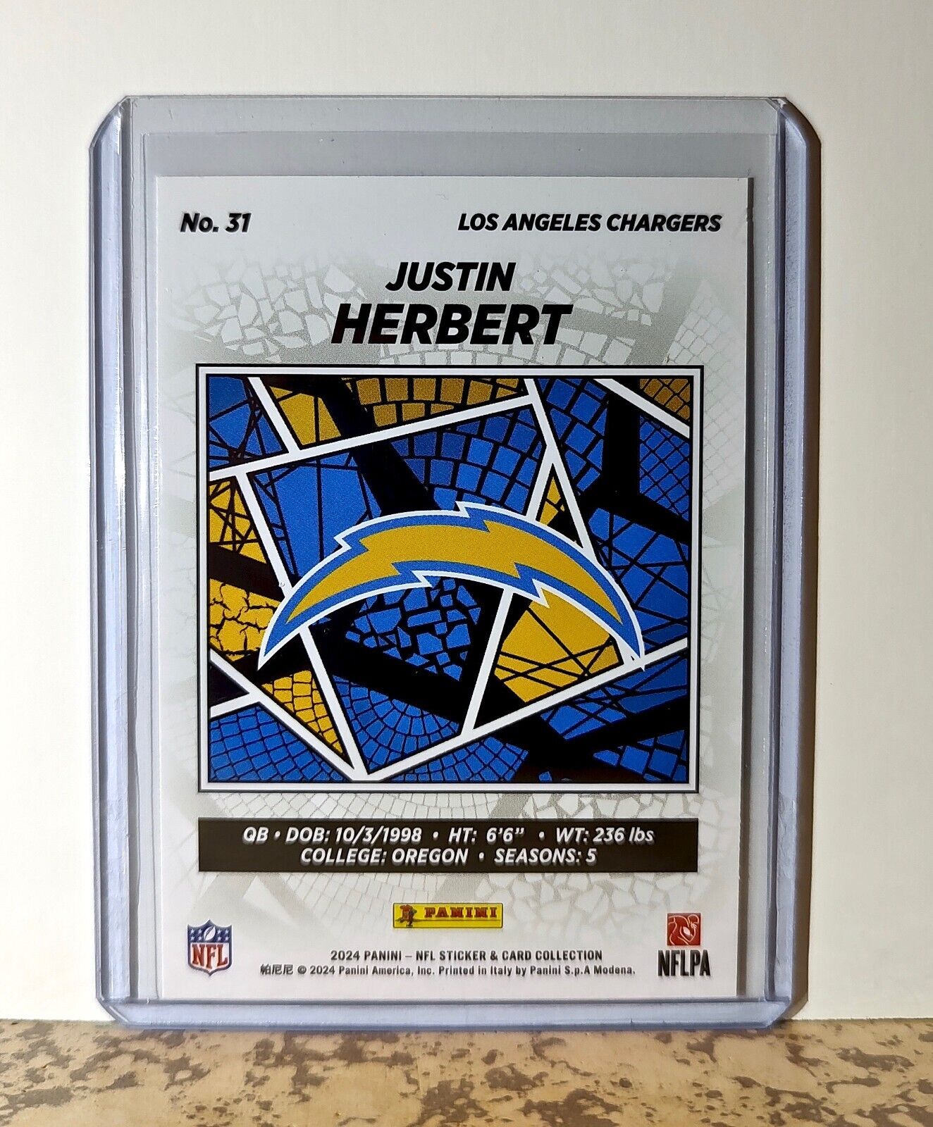 Justin Herbert 2024 Panini NFL #31 Sticker Card Los Angeles Chargers