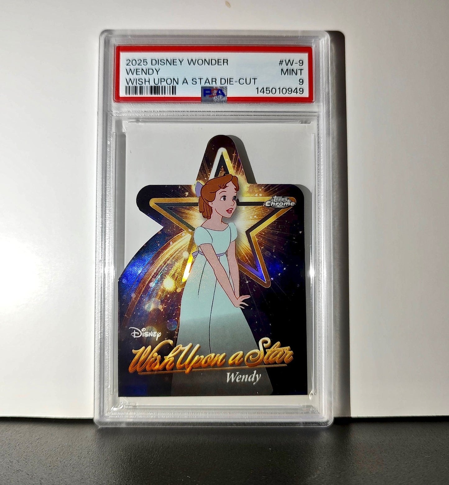 Wendy 2025 Topps Chrome Disney #W-9 Wish Upon A Star Die Cut Peter Pan PSA 9