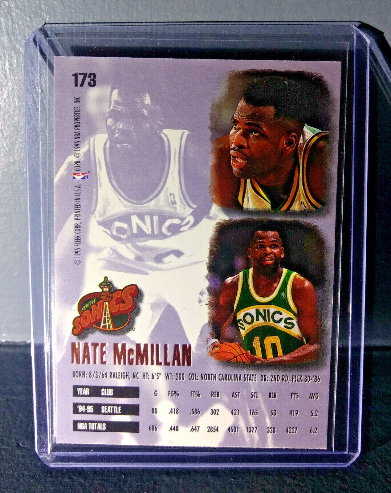 1995-96 Nate McMillan Fleer Ultra #173 Error Misprint Basketball Card