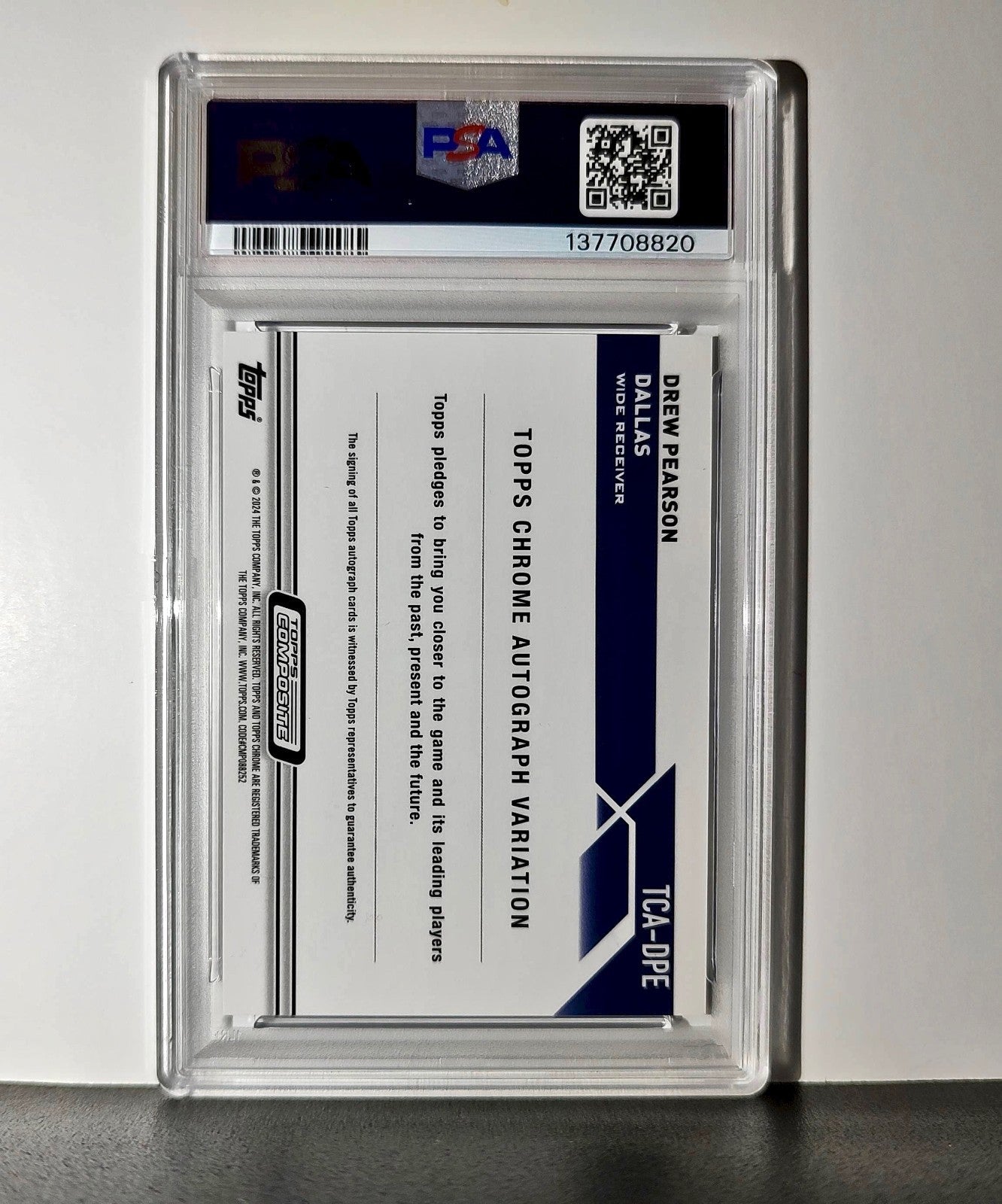 Drew Pearson 2023 Topps #TCA-DPE Chrome Purple Speckle 19/199 PSA 10 Auto 9