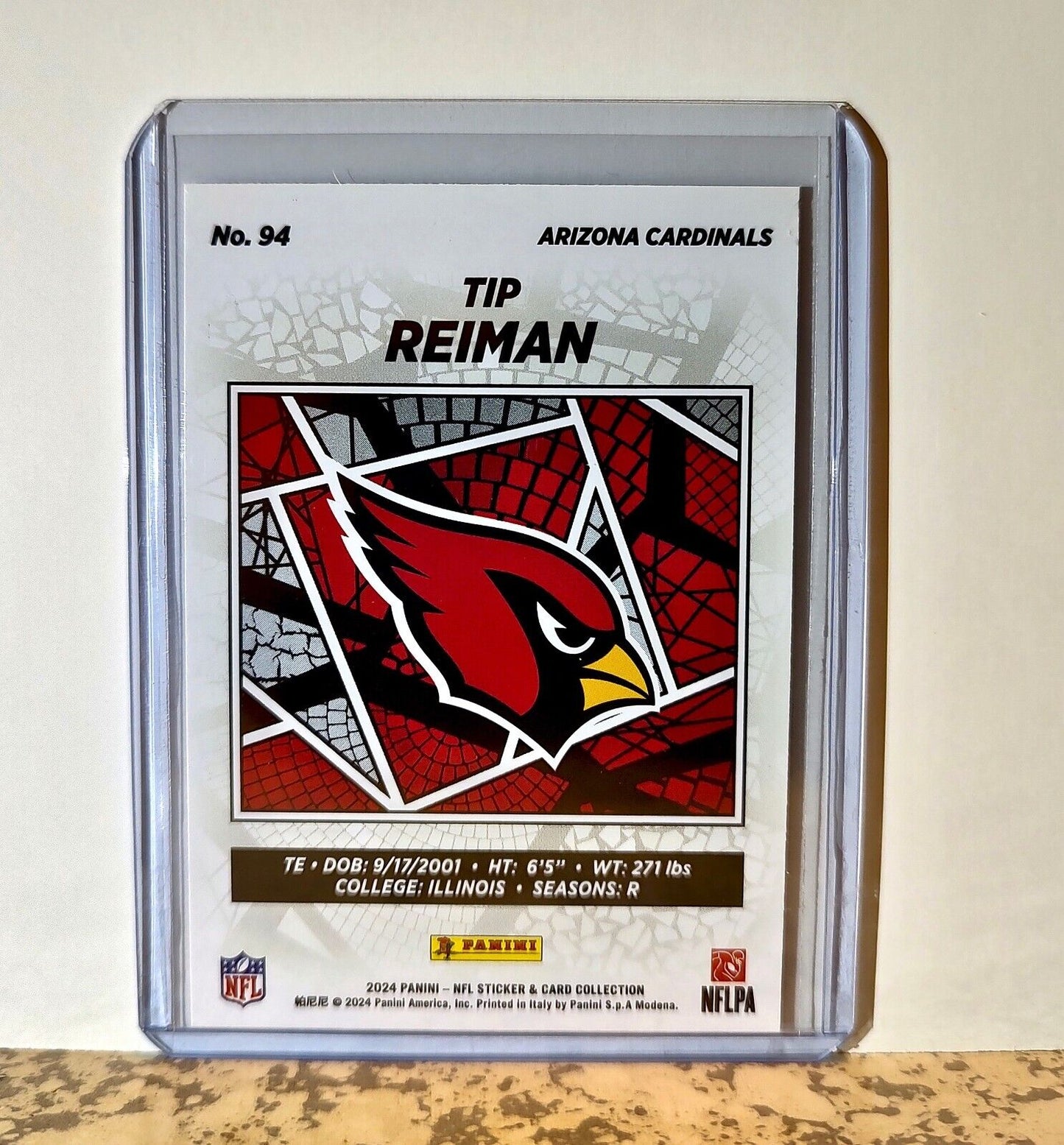 Tip Reiman 2024 Panini NFL #94 Silver Foil Rookie Sticker Card Arizona Cardinals