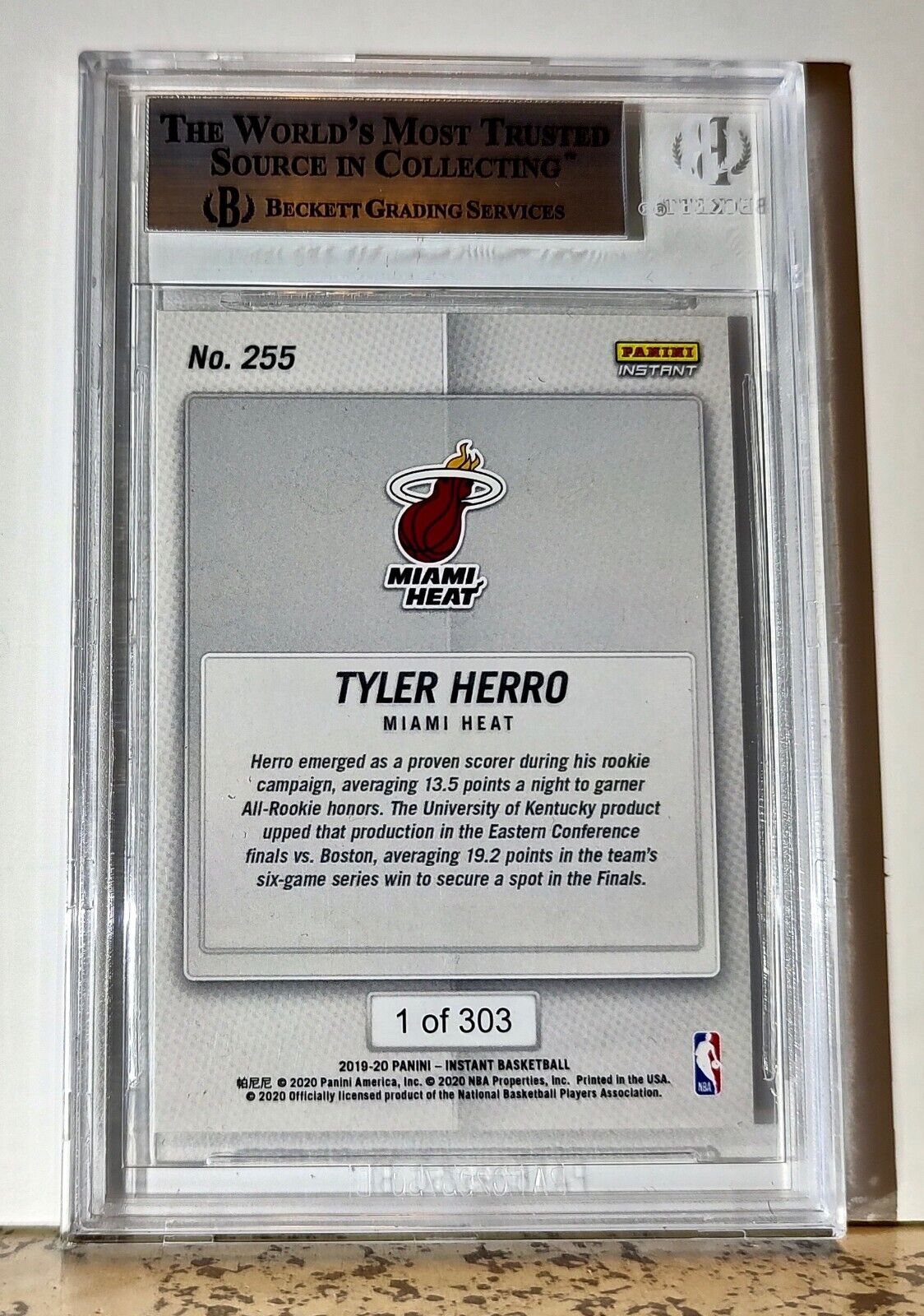 Tyler Herro 2019-20 Panini NBA #255 Rookie Basketball 1 of 303 BGS 9 Miami Heat