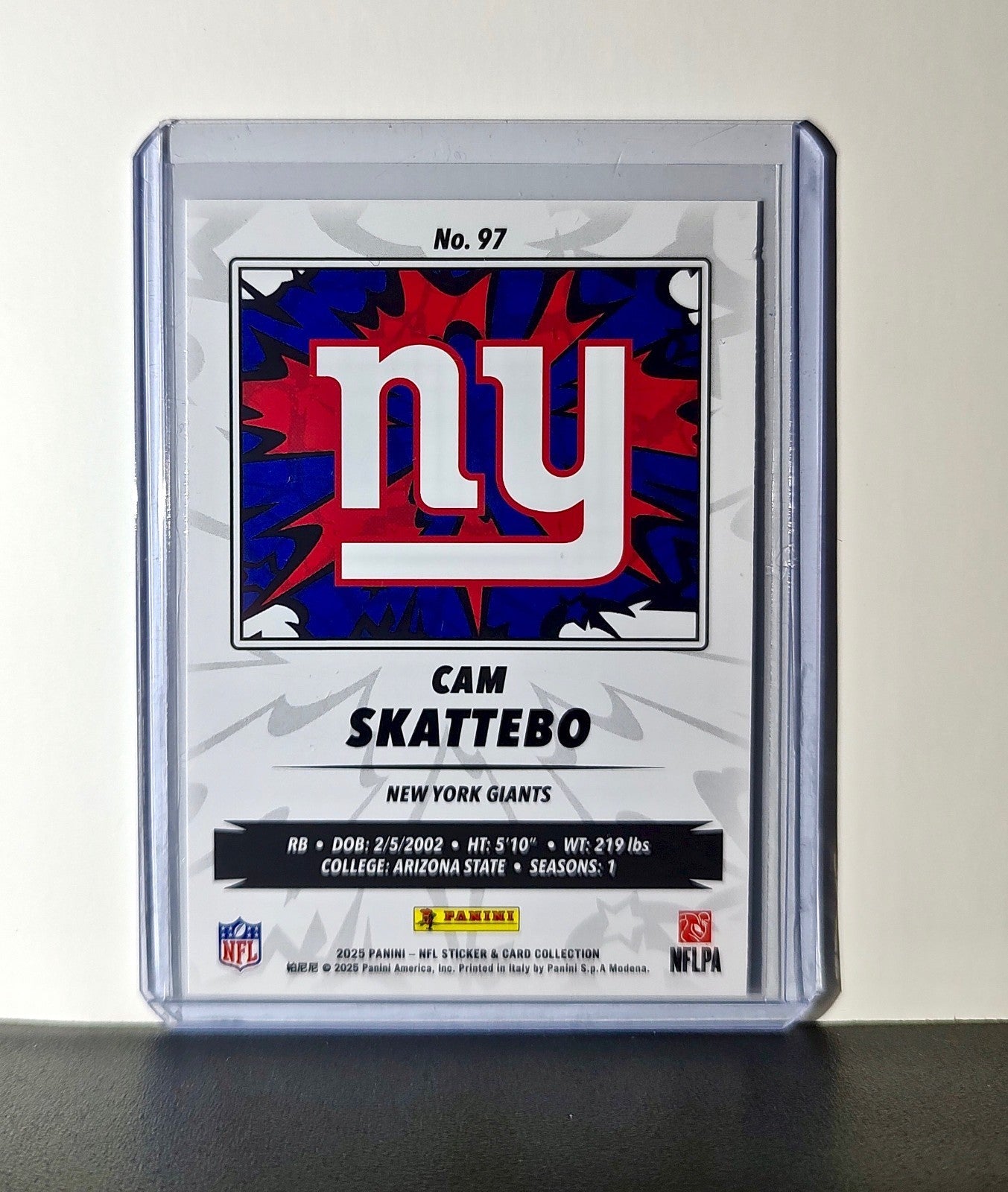Cam Skattebo Rookie 2025 Panini NFL #97 Sticker Card New York Giants