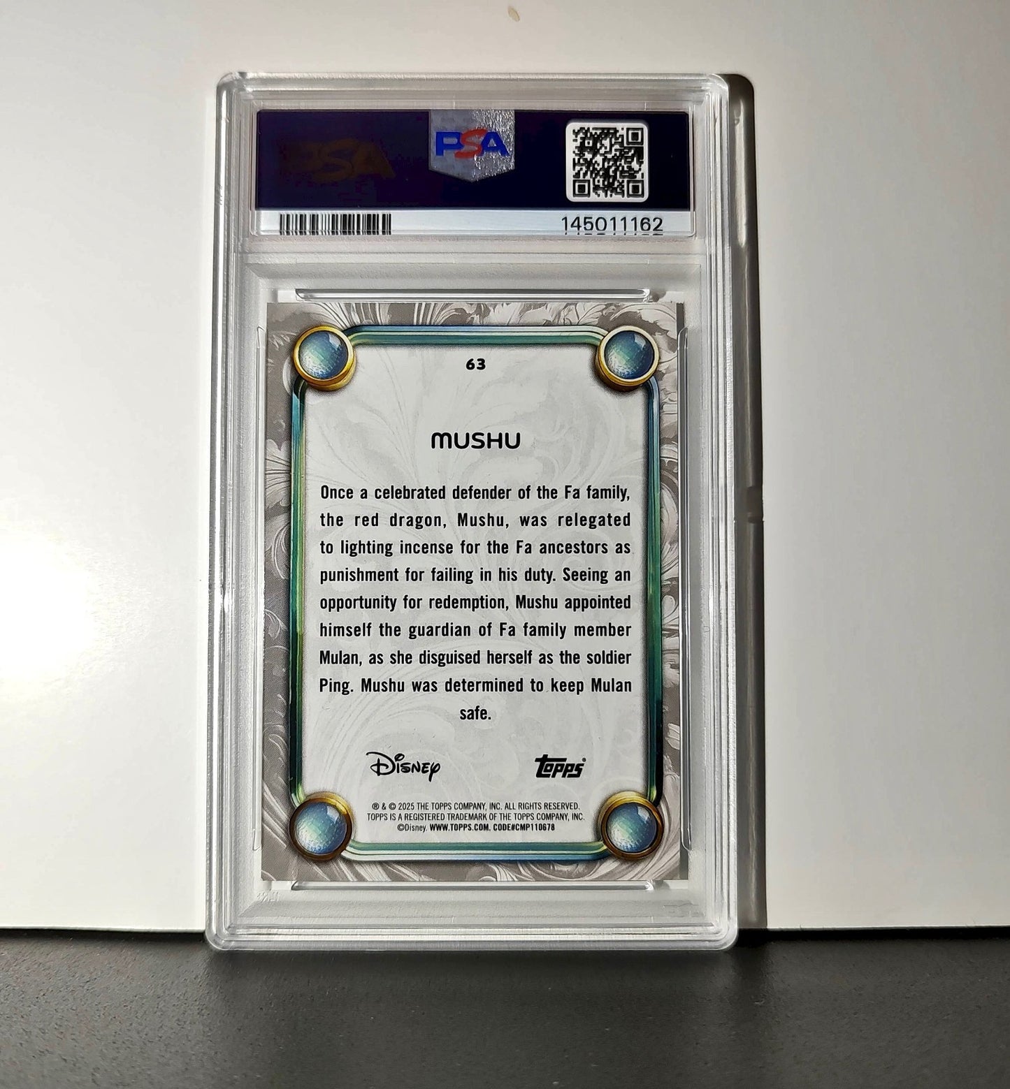 Mushu 2025 Topps Disney Wonder #63 Winter Variant Card Mulan PSA 7