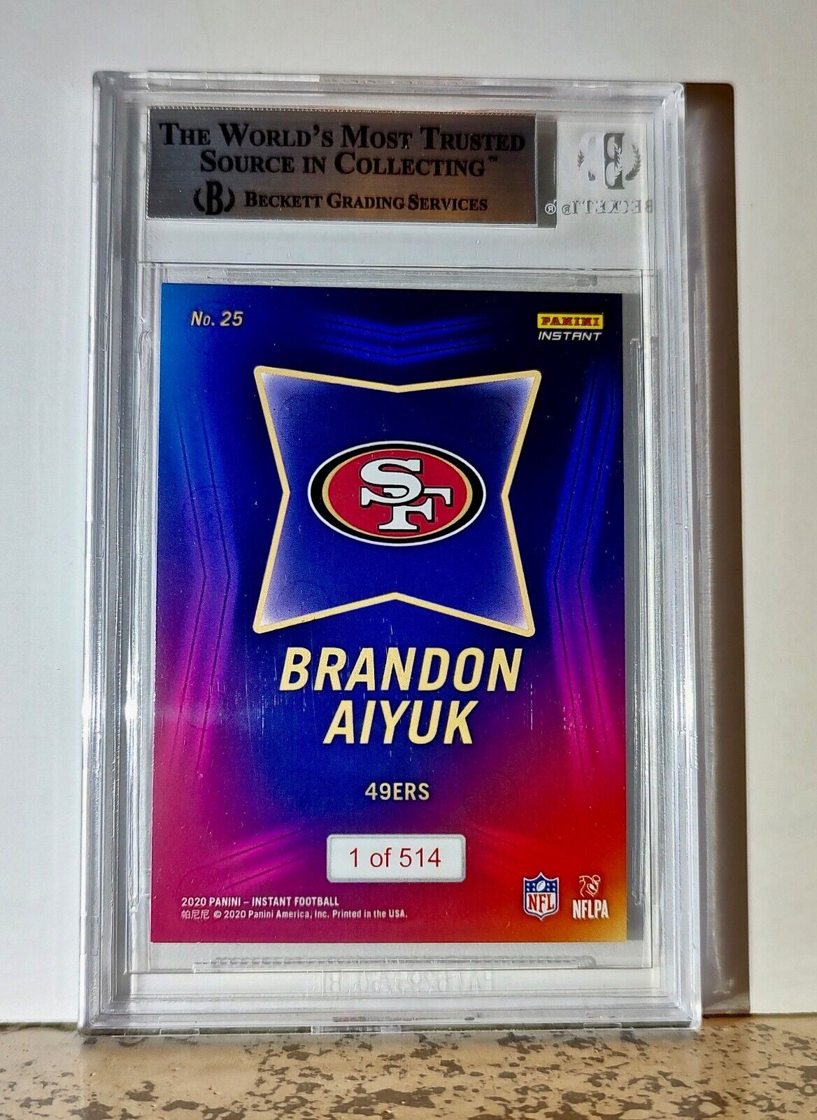 Brandon Aiyuk 2020 Panini NFL #25 Draft Rookie Card 1 of 514 BGS 9 Mint SF 49ers