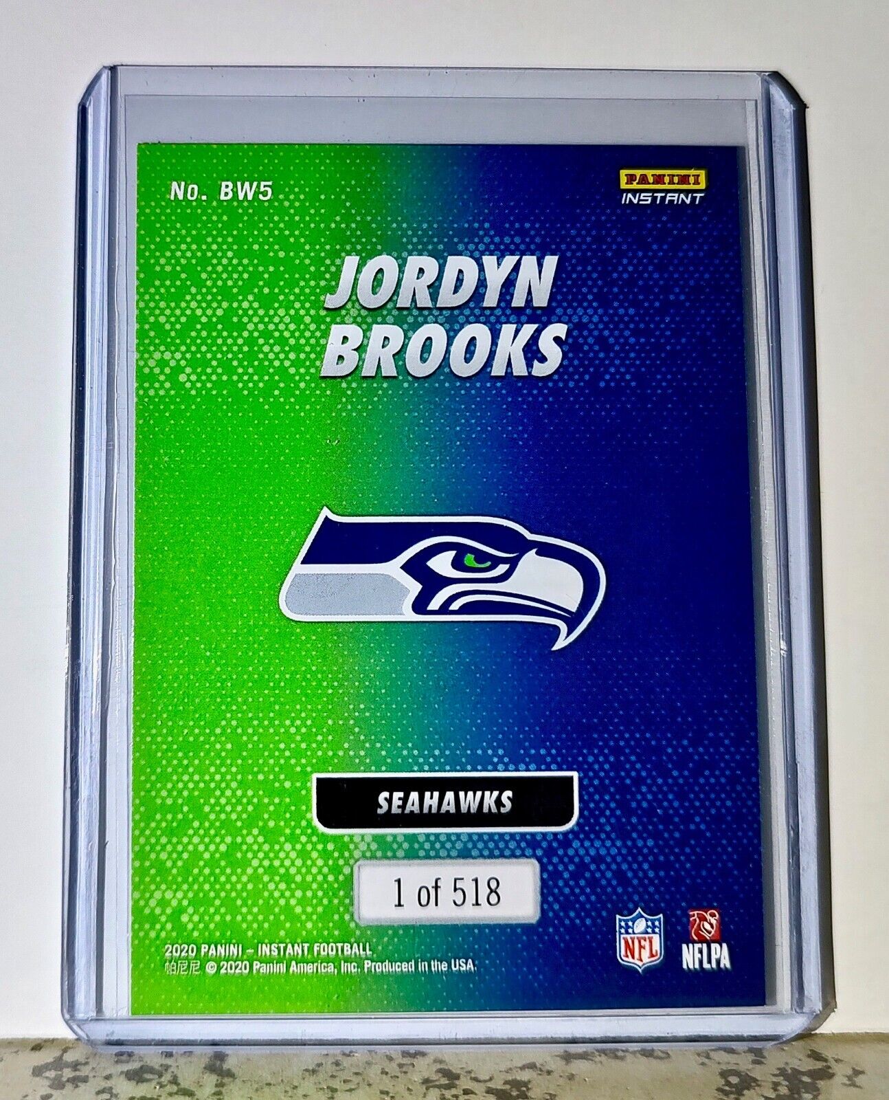 Jordyn Brooks 2020 Panini NFL #5 Black and White Rookies Card Seahawks 1 of 518