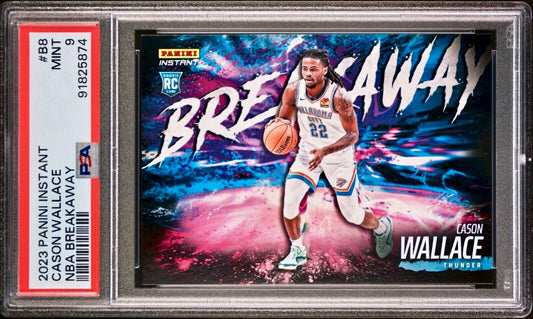 Cason Wallace 2023-24 Panini NBA Breakaway #8 Rookie Card 1 of 4085 PSA 9 Mint