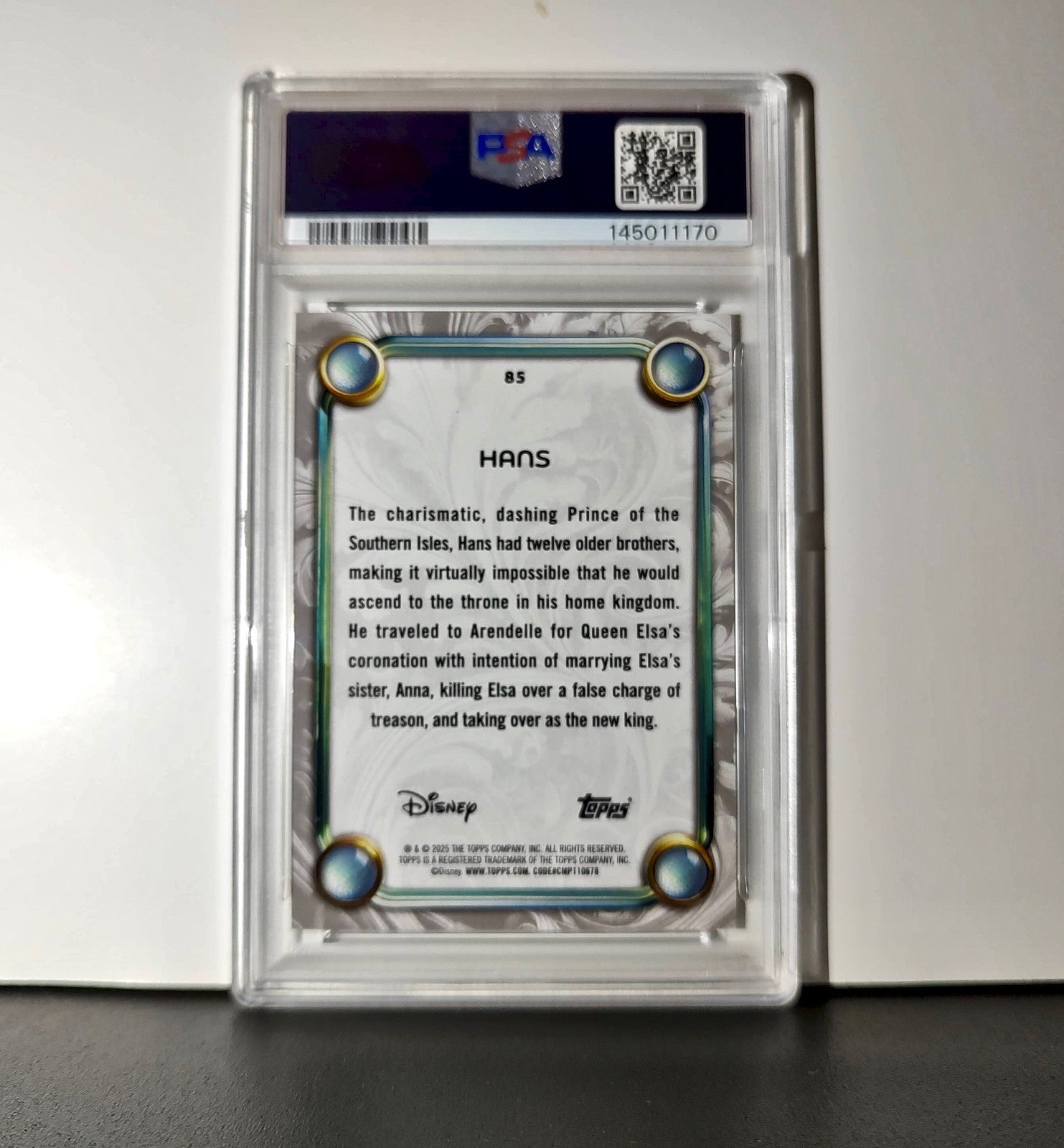 Hans 2025 Topps Disney Wonder #85 Winter Variant Card Frozen PSA 9