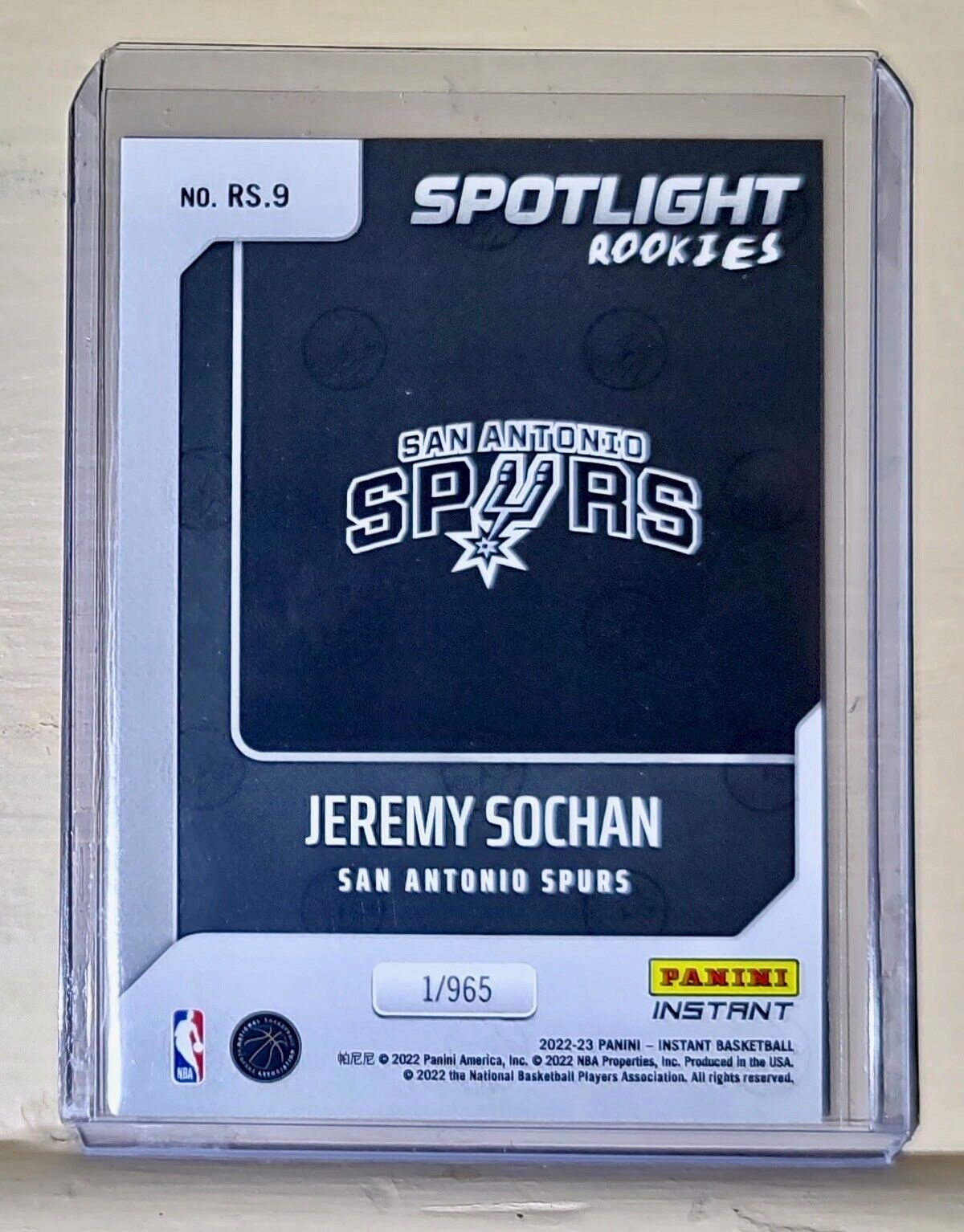 Jeremy Sochan 2022-23 Panini NBA #9 Spotlight Rookies Card 1/965