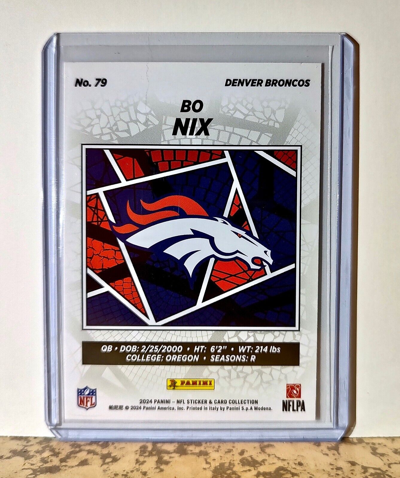 Bo Nix 2024 Panini NFL #79 Rookie Sticker Card Denver Broncos