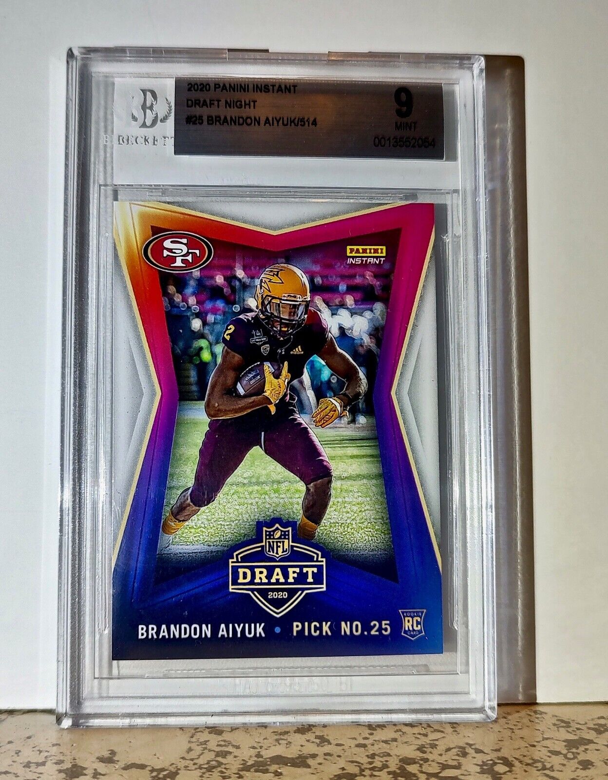 Brandon Aiyuk 2020 Panini NFL #25 Draft Rookie Card 1 of 514 BGS 9 Mint SF 49ers