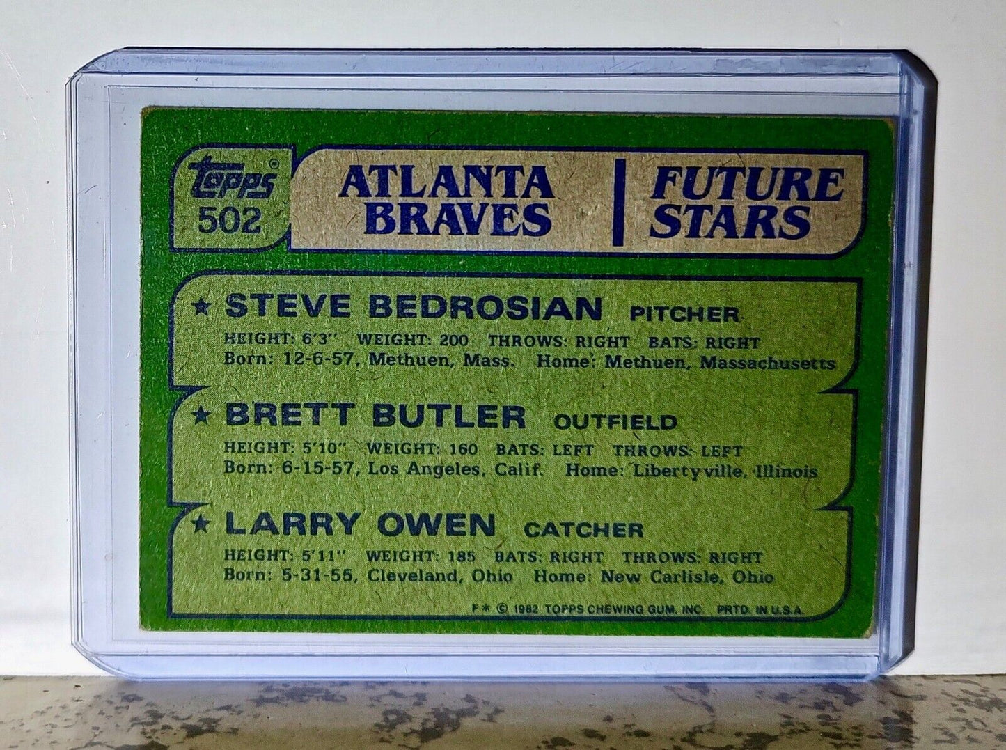 Bedrosian / Butler / Owen 1982 Topps Future Stars MLB #502 Card Atlanta Braves