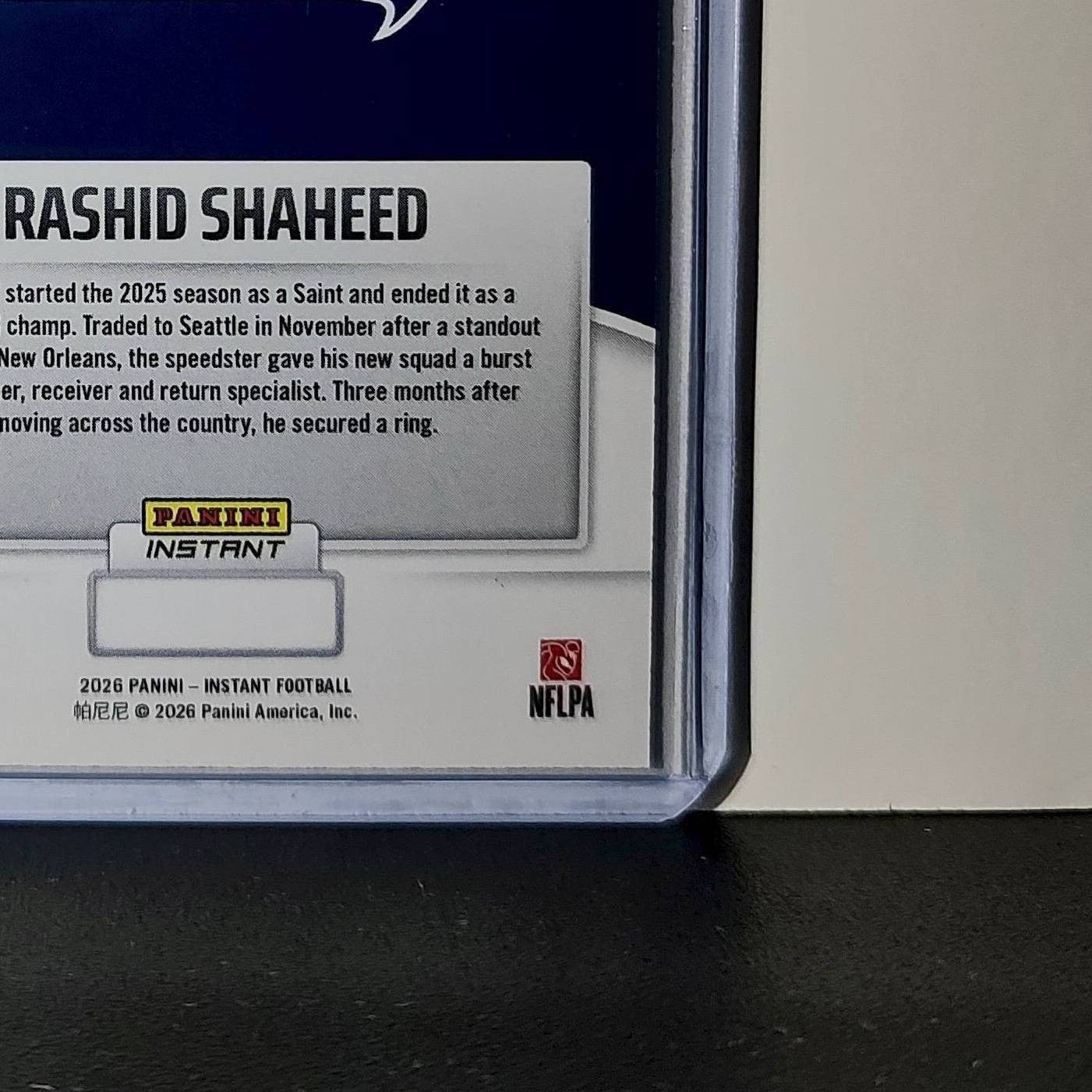 Rashid Shaheed 2026 Panini NFL Super Bowl LIX Champions #8 Card Seattle Seahawks