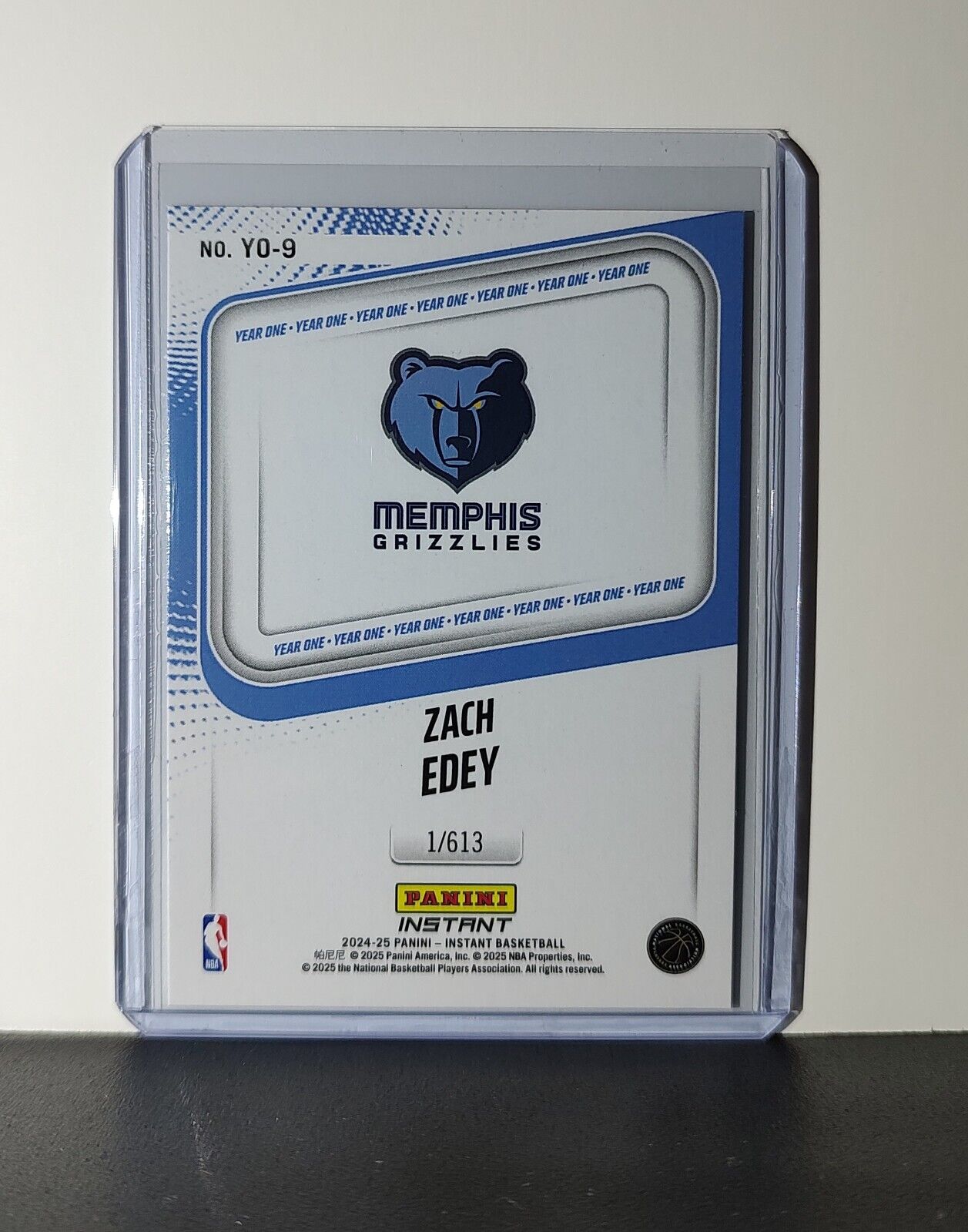 Zach Edey Rookie Card 2024-25 Panini Year One #9 Memphis Grizzlies 1/613