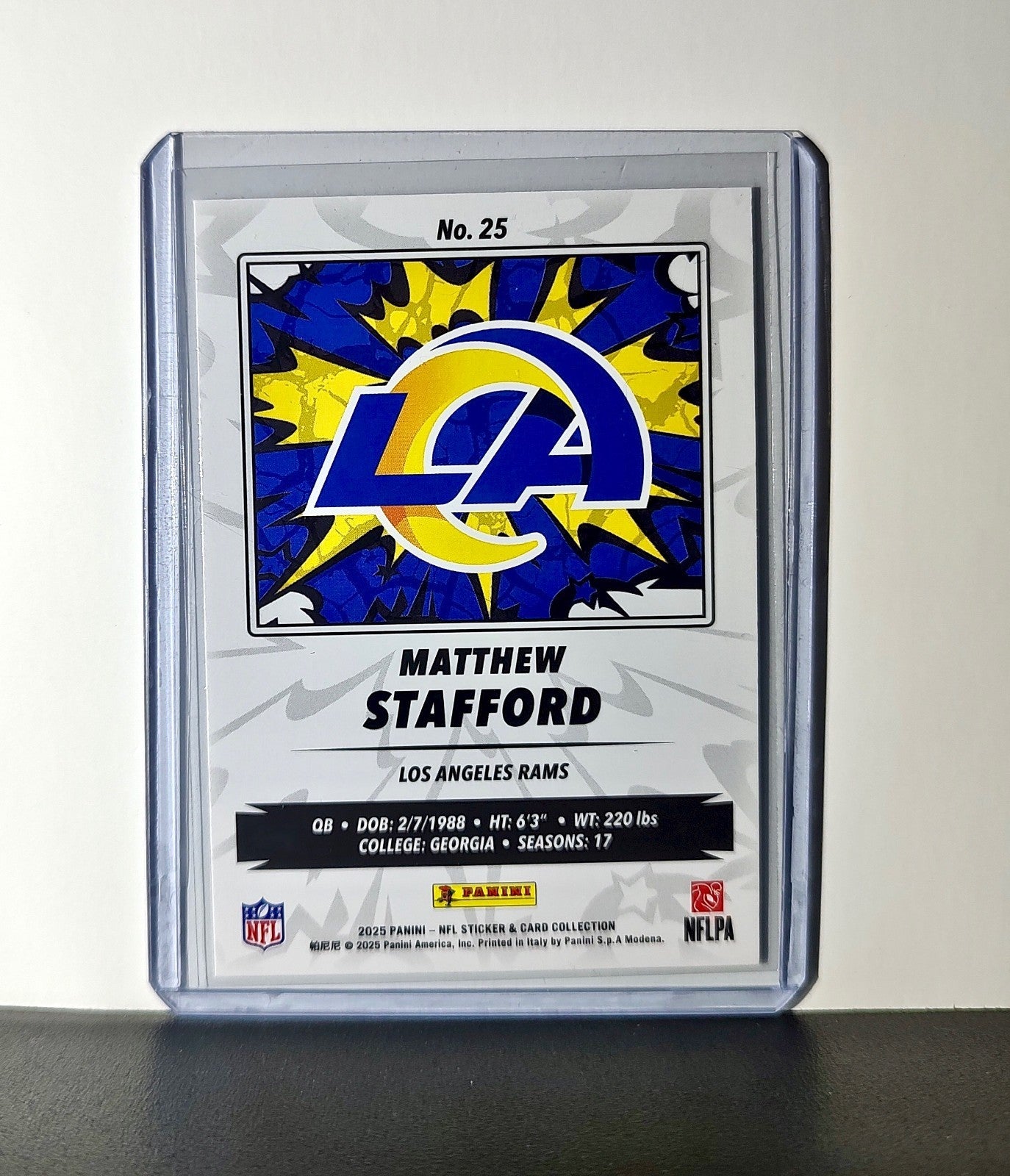 Matthew Stafford 2025 Panini NFL #25 Sticker Card Los Angeles Rams