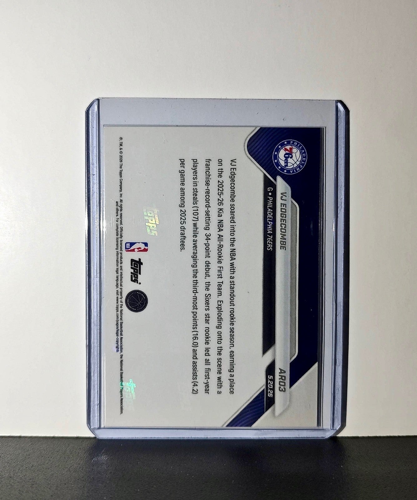 VJ Edgecombe Rookie 2025-26 Topps Now NBA All-Rookie 1st Team Philadelphia 76ers