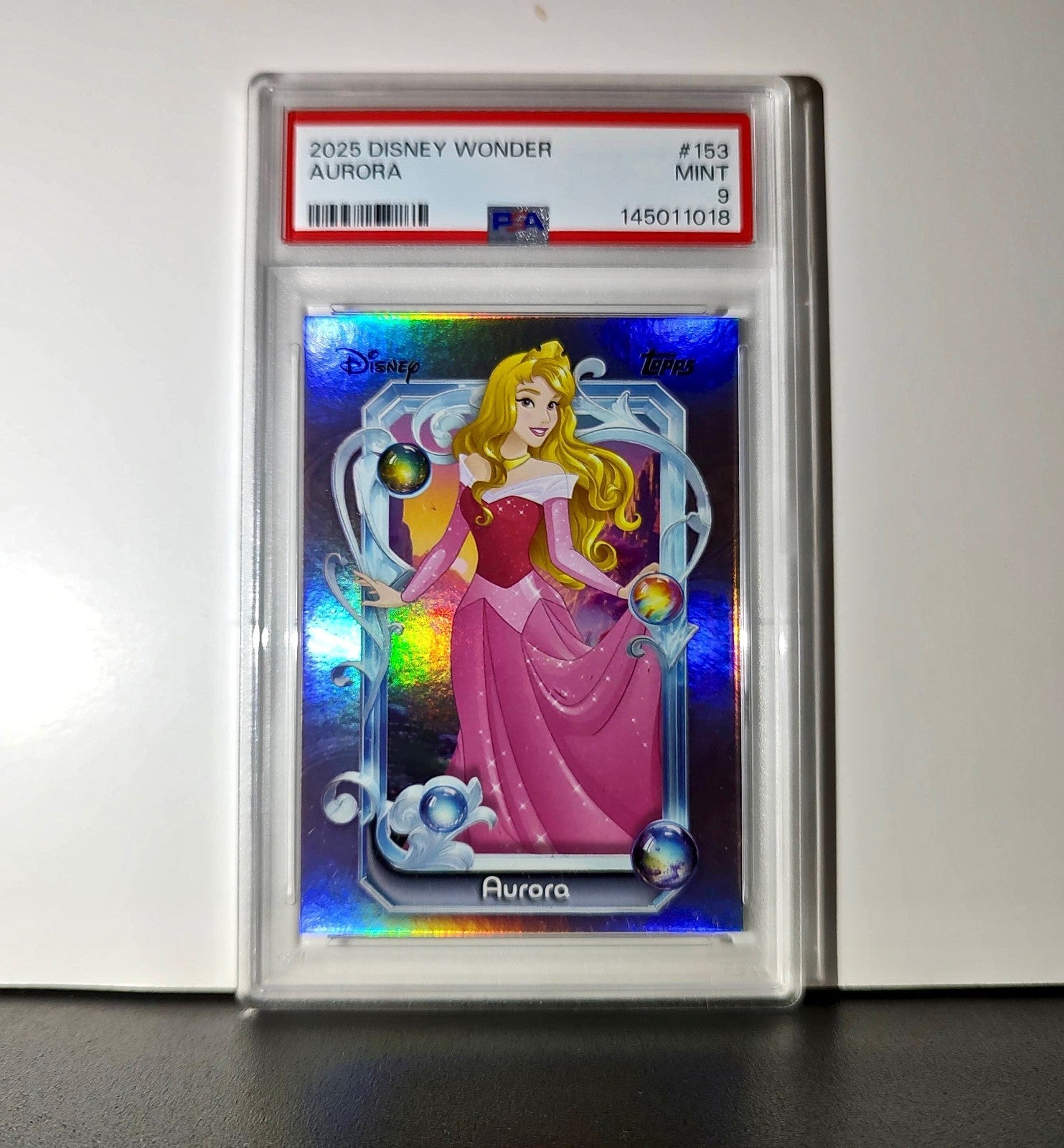 Aurora 2025 Topps Disney Cartoon Princess #153 Card Sleeping Beauty PSA 9
