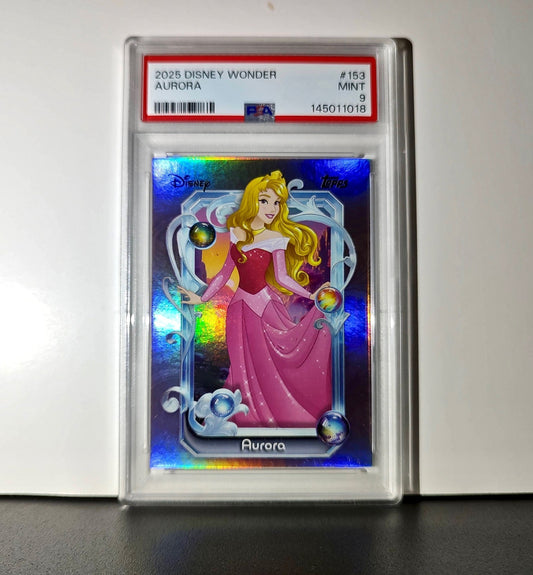 Aurora 2025 Topps Disney Cartoon Princess #153 Card Sleeping Beauty PSA 9