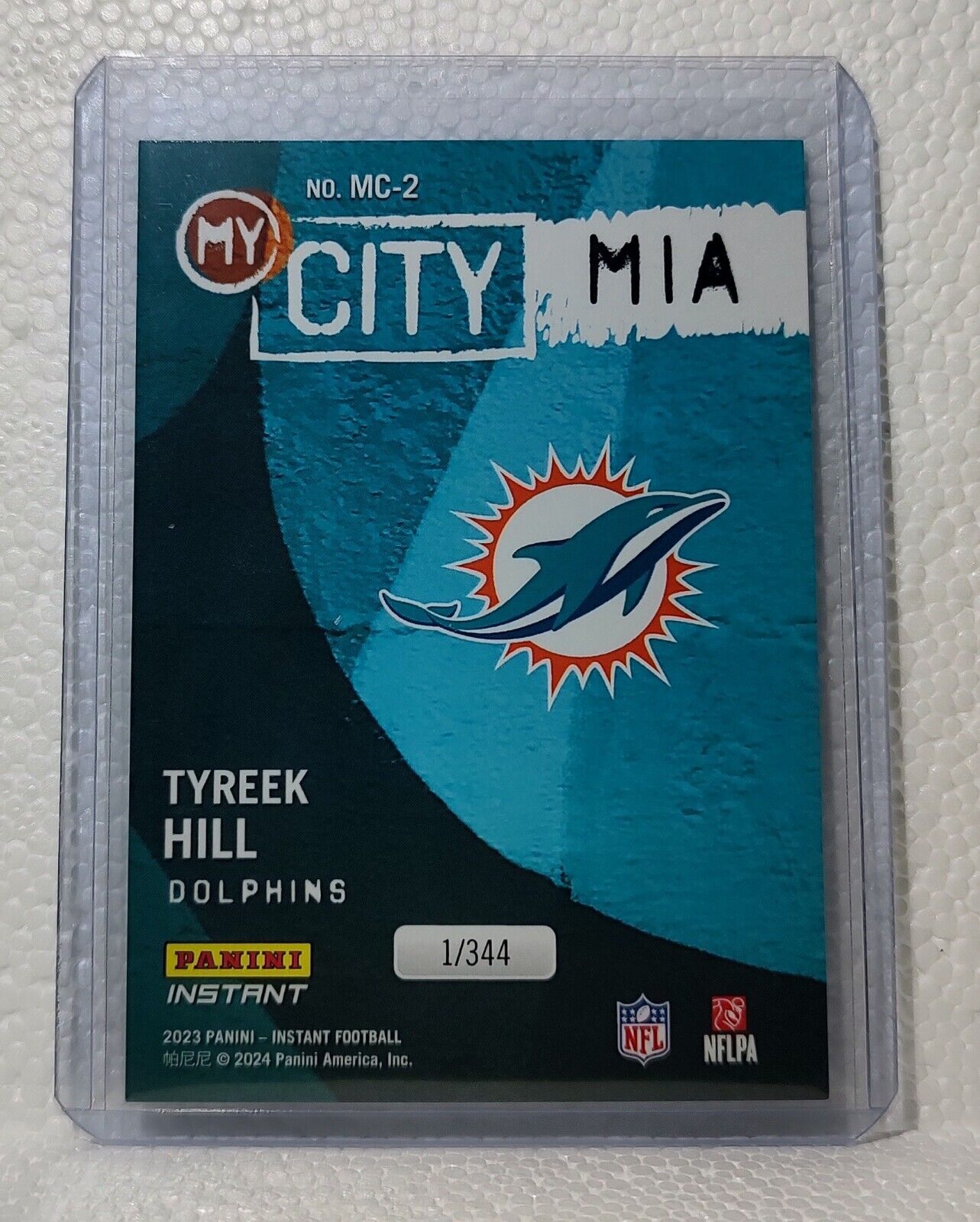 Tyreek Hill 2023 Panini NFL #2 My City Football Card Miami Dolphins 1/344