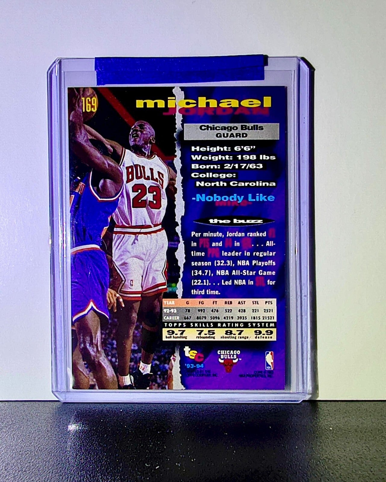Michael Jordan 1993-94 Topps Stadium Club #169 Basketball Card Chicago Bulls
