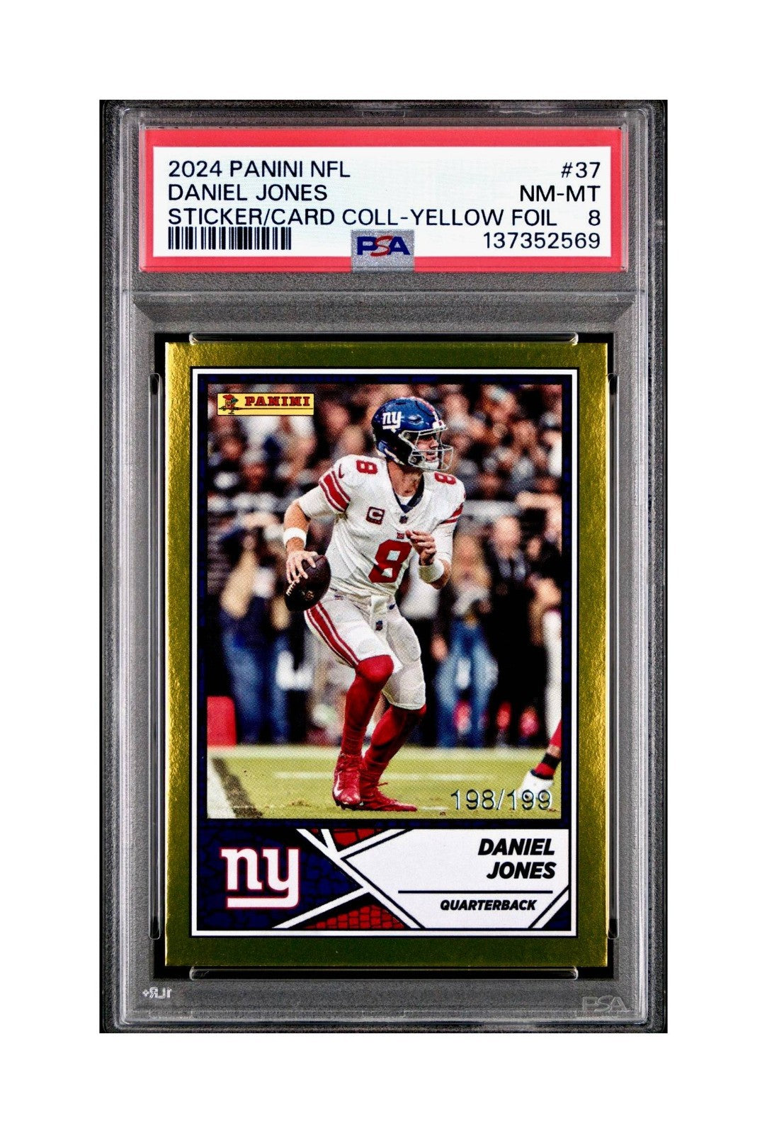 Daniel Jones 2024 Panini Sticker Collection 198/199 #37 Gold Foil PSA 8 NM-MT
