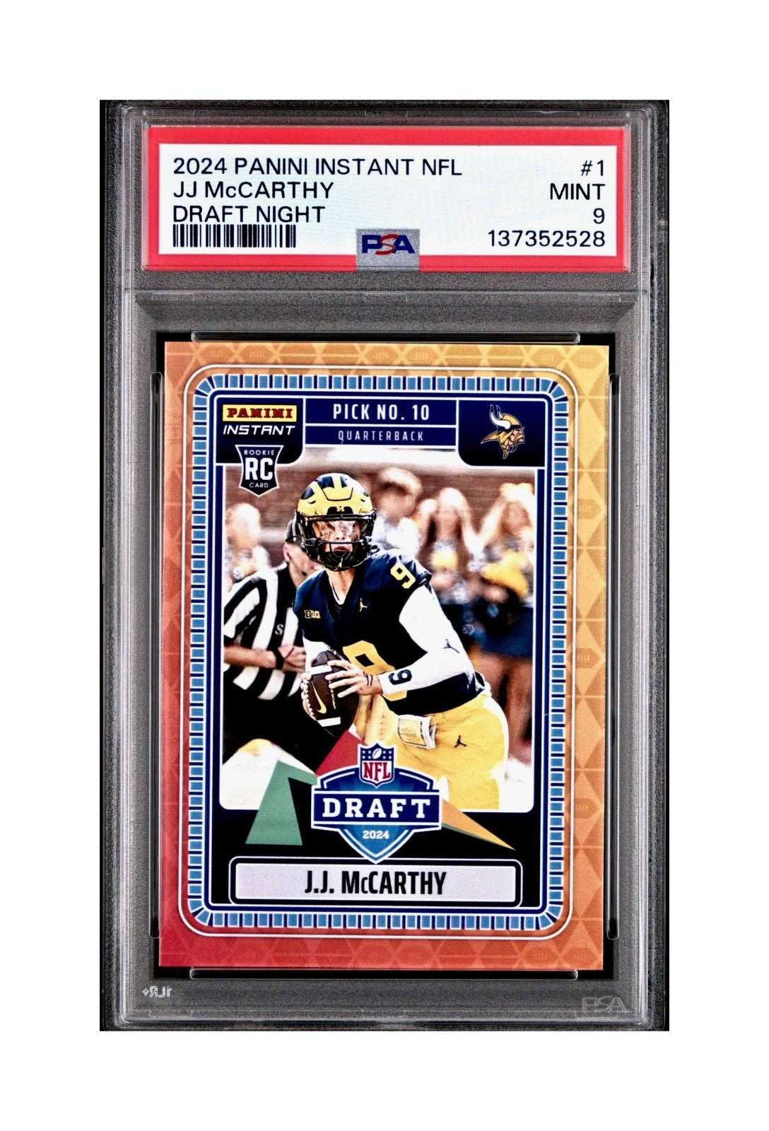 J.J. McCarthy 2023 Panini Instant Draft Night #NFLDN-1 PSA 9 Mint