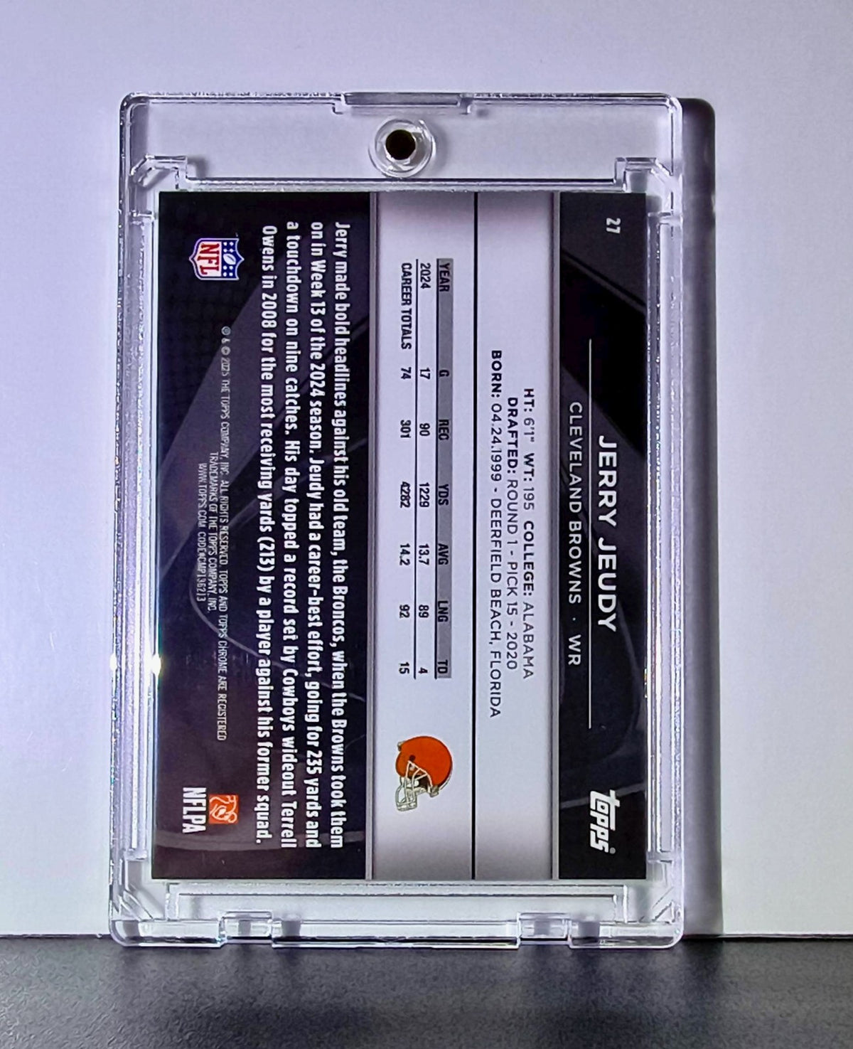 Jerry Jeudy 2025 NFL Topps Chrome Black #27 Blue Refractor Card Browns 107/150