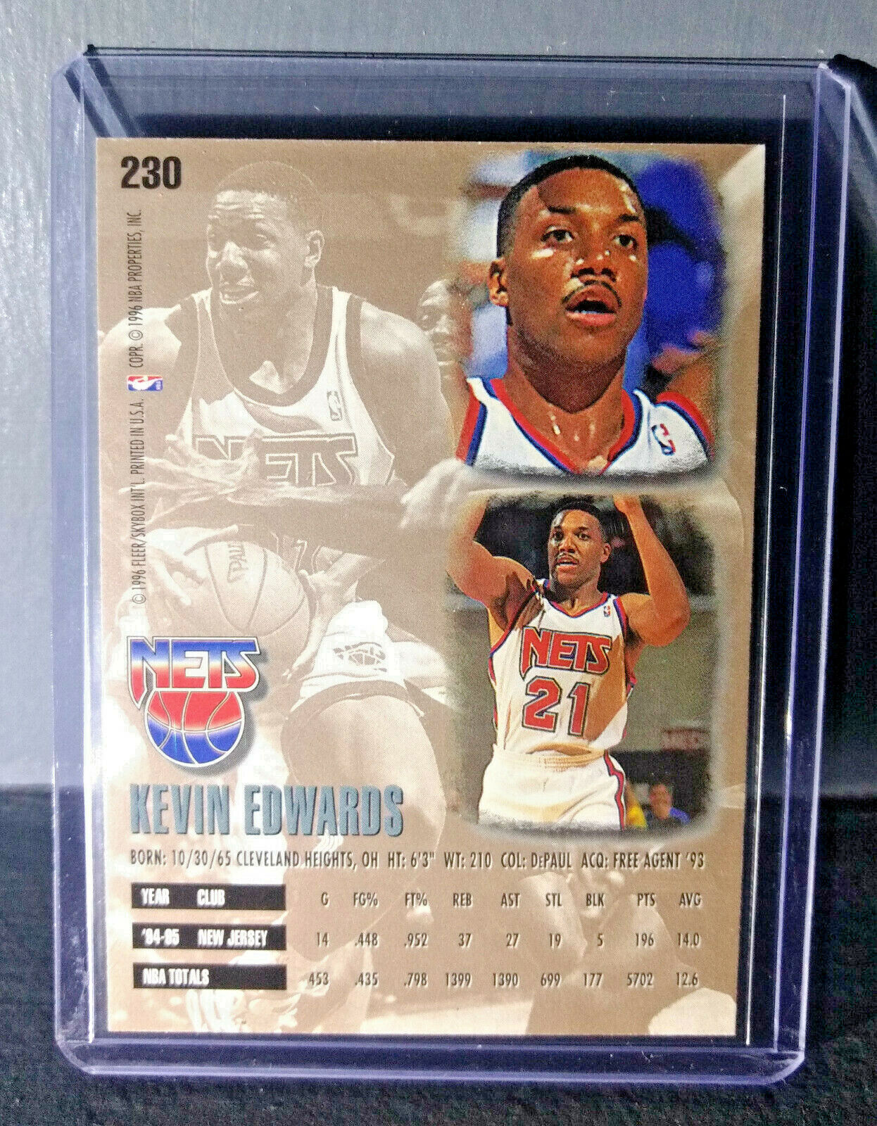 1995-96 Kevin Edwards Fleer Ultra #230 Basketball Card