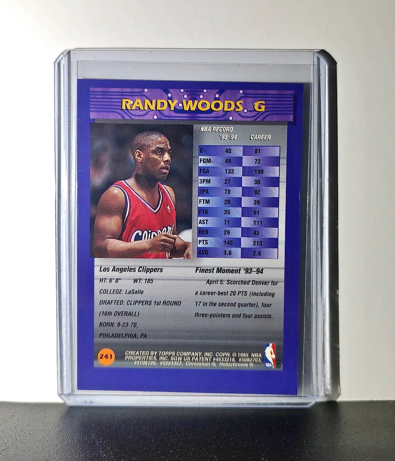Randy Woods 1994-95 Topps Finest #241 Basketball Card