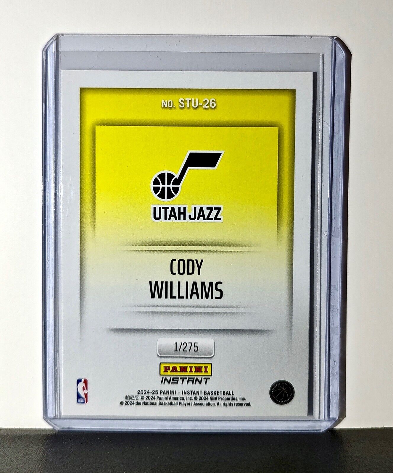 Cody Williams 2024-25 Panini NBA Studio #26 Rookie Card Utah Jazz 1/275