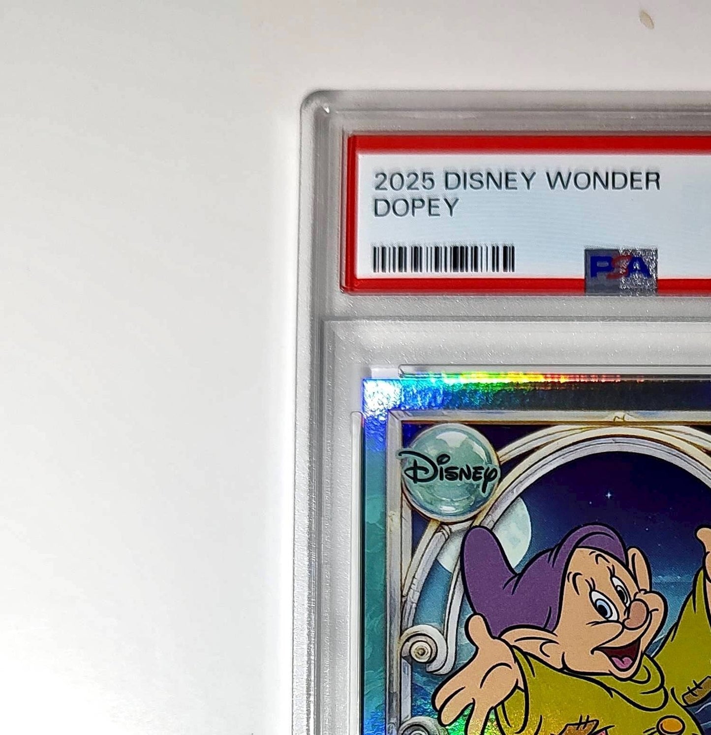Dopey 2025 Topps Disney #107 Diamond Card Snow White and the Seven Dwarfs PSA 9