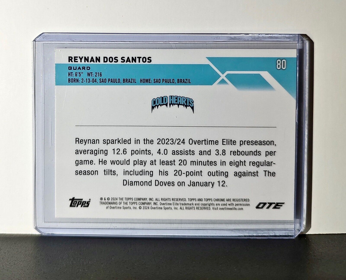 Reynan Dos Santos Rookie Card 2023-24 Topps Chrome Overtime #80 Cold Hearts