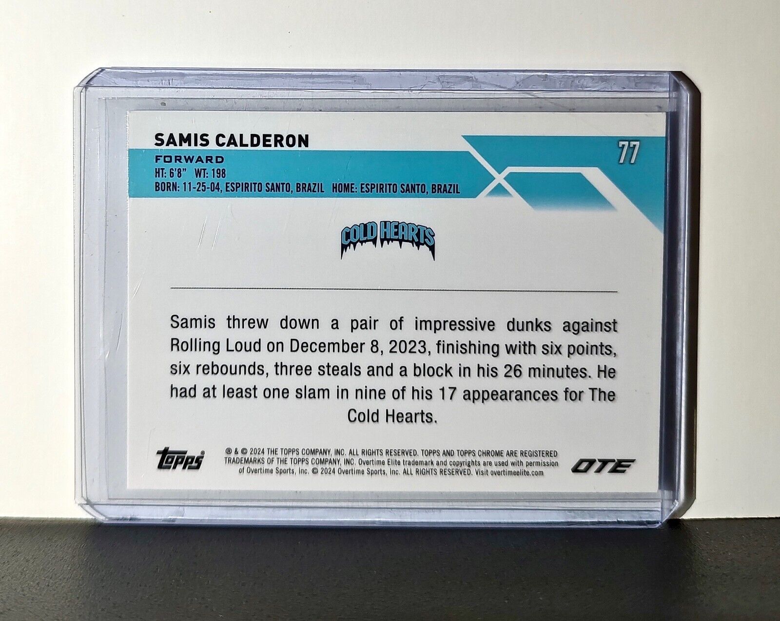 Samis Calderon Rookie Card 2023-24 Topps Chrome Overtime #77 Cold Hearts