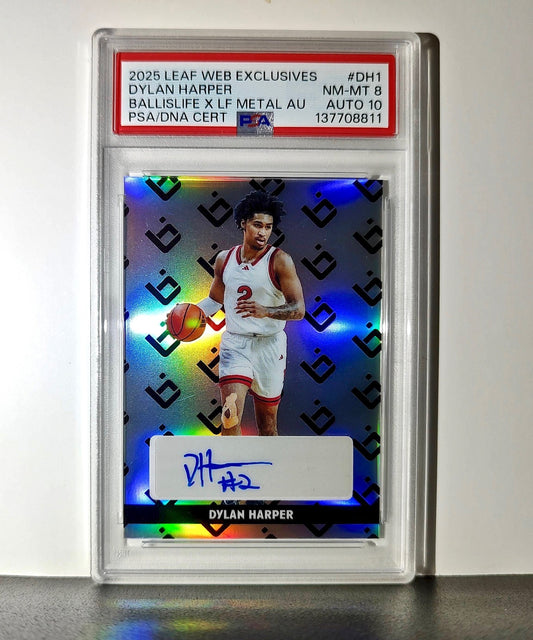 Dylan Harper 2025 Leaf Metal #BILA-DH1 Refractor PSA 8 Auto 10