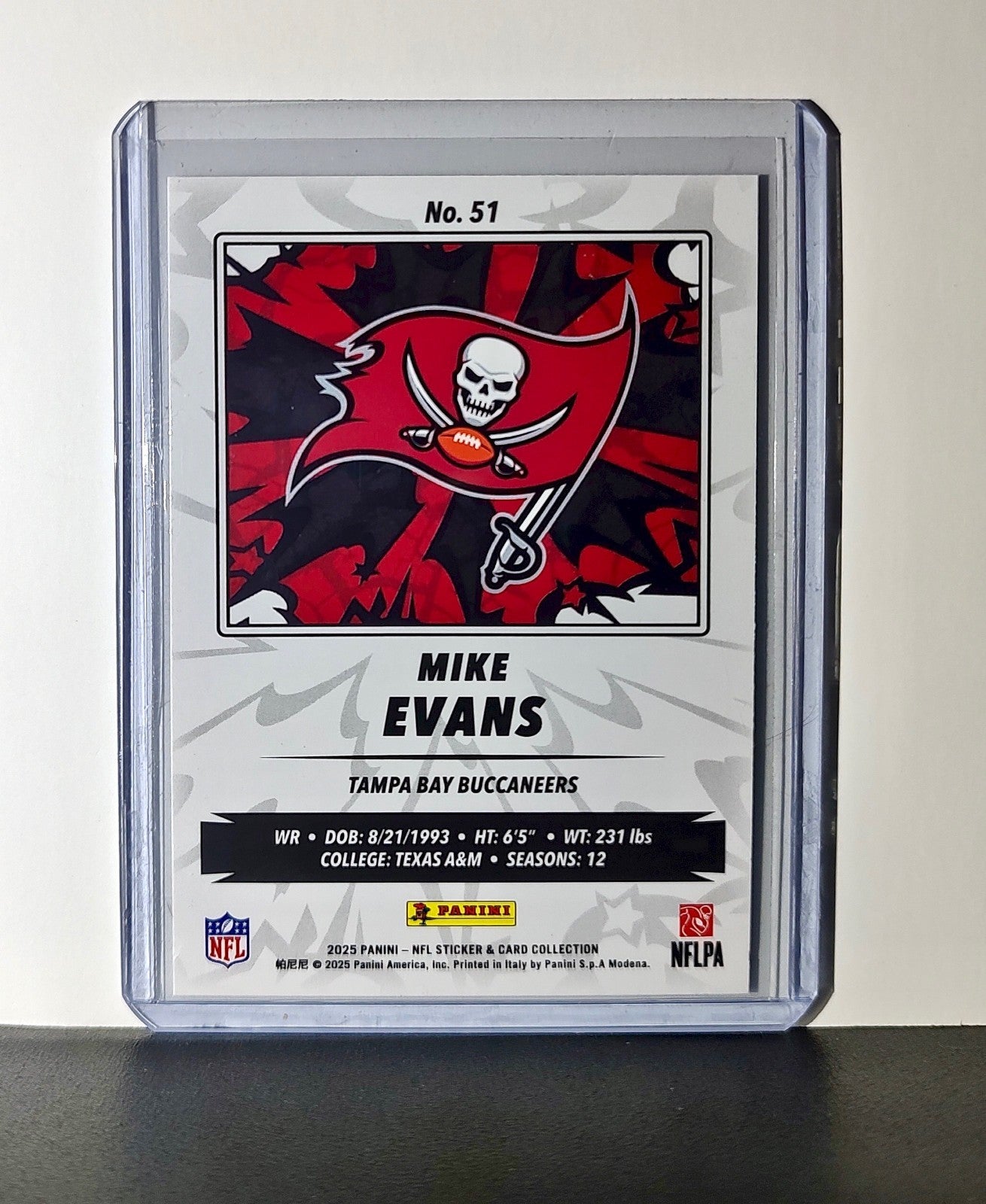 Mike Evans 2025 Panini NFL #51 Sticker Card Tampa Bay Buccaneers
