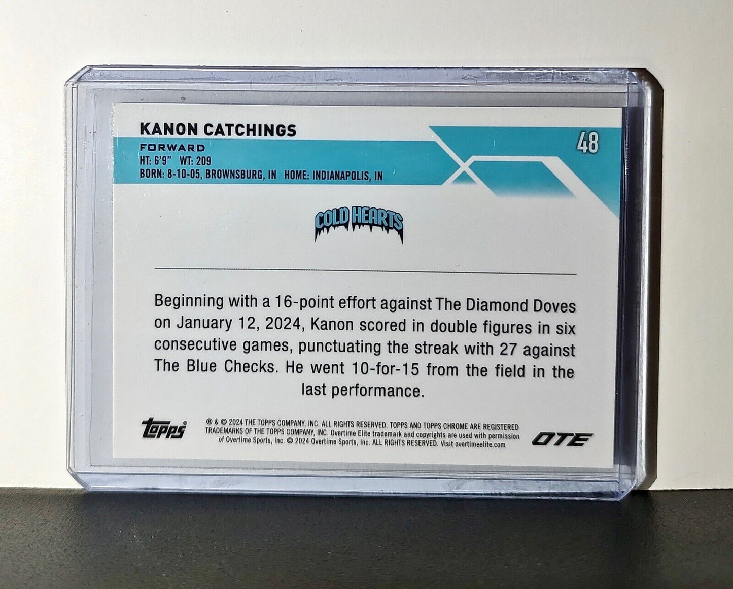 Kanon Catchings Rookie Card 2023-24 Topps Chrome Overtime #48 Cold Hearts