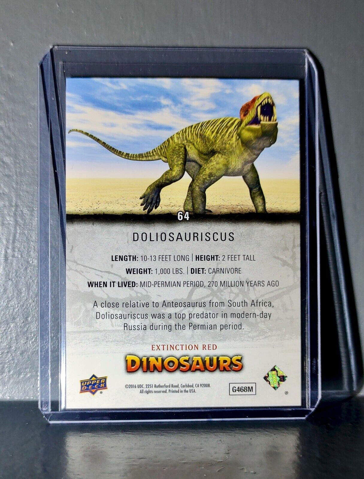 2015 Upper Deck Dinosaurs Doliosauriscus Extinction Red Parallel #64 Card