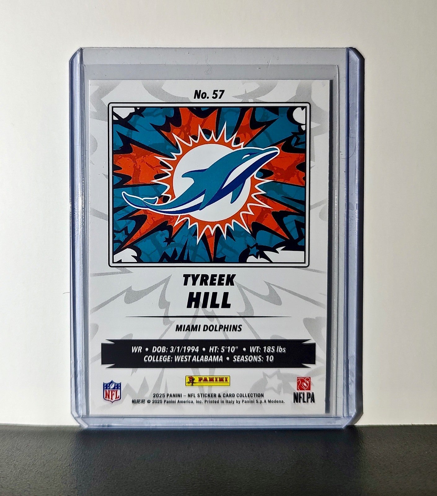 Tyreek Hill 2025 Panini NFL #57 Sticker Card Miami Dolphins