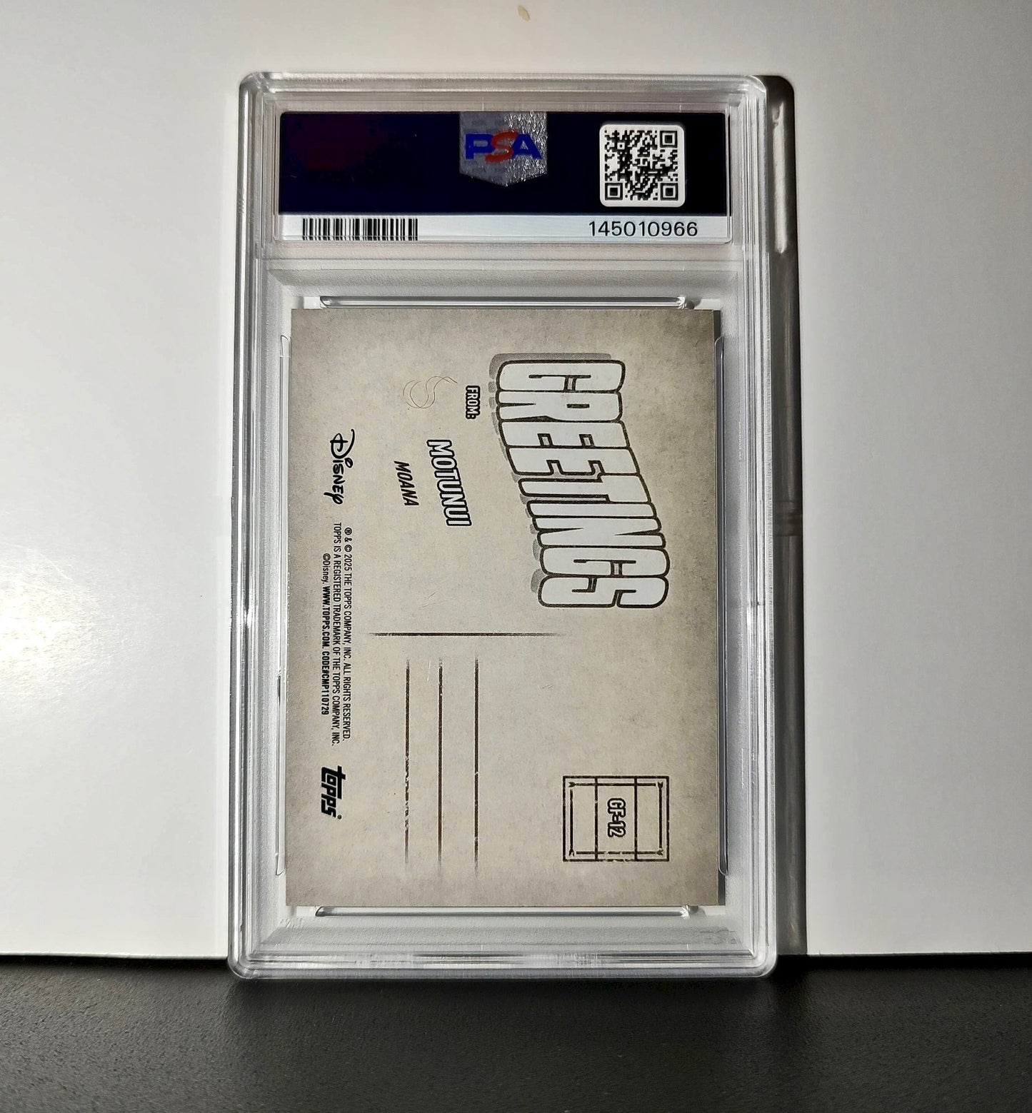 Motunui 2025 Topps Disney Wonder #GF-12 Greetings From Card Moana PSA 9