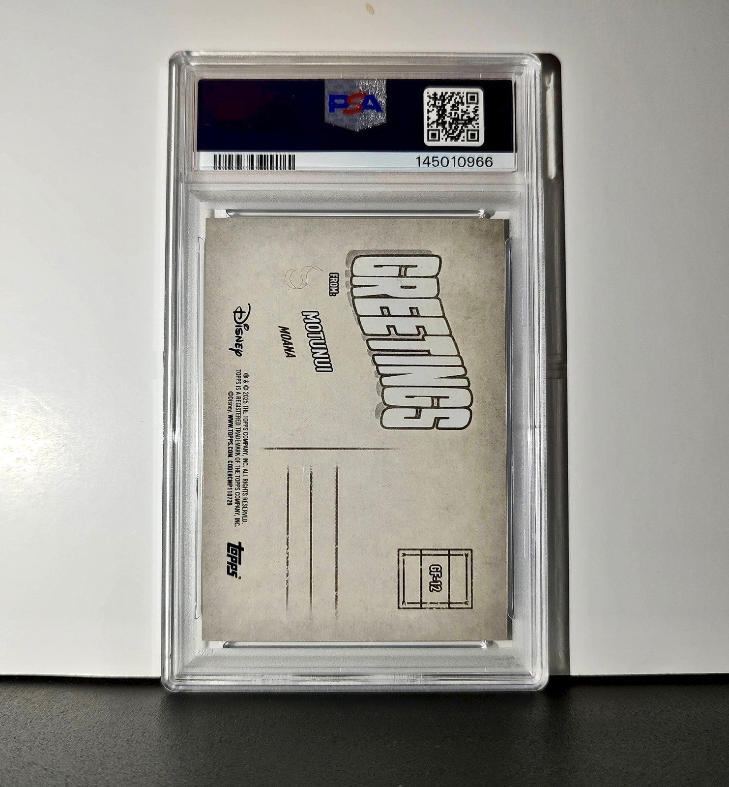 Motunui 2025 Topps Disney Wonder #GF-12 Greetings From Card Moana PSA 9