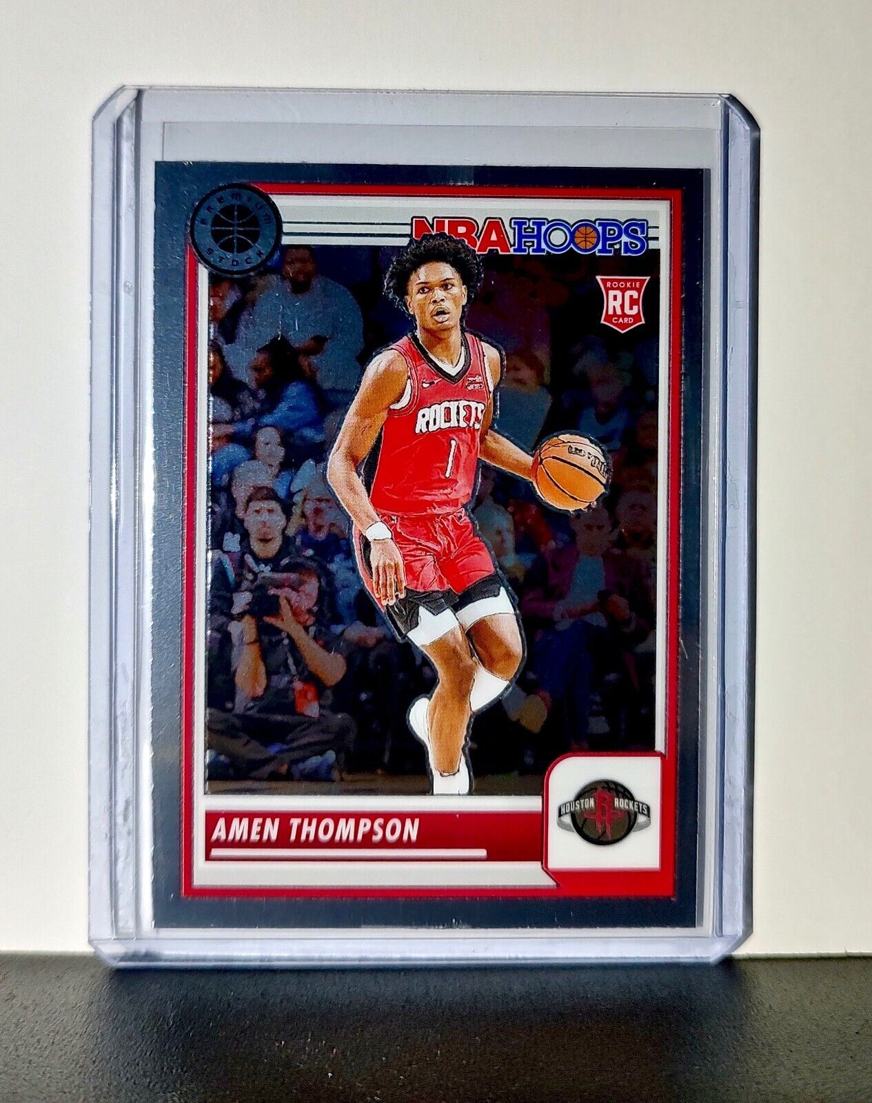 Amen Thompson 2023-24 Panini Premium Stock NBA Hoops #86 Rookie Card Rockets
