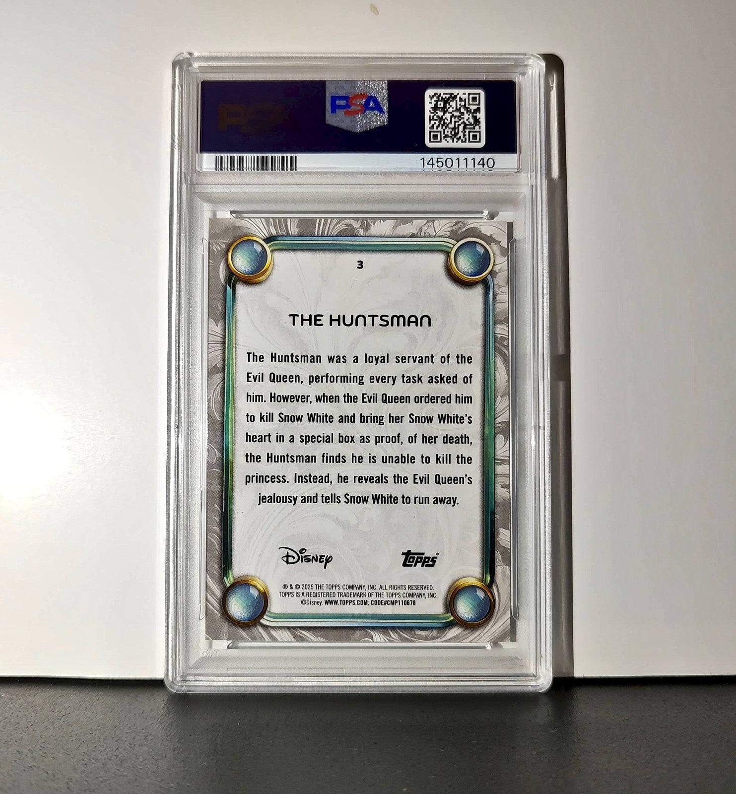 The Huntsman 2025 Topps Disney #3 Winter Snow White and the Seven Dwarfs PSA 8