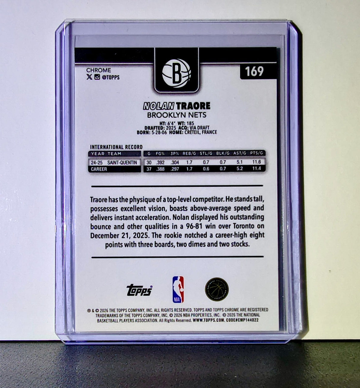 Danny Wolf Rookie 2025-26 NBA Topps Chrome Update #169 Basketball Card Nets