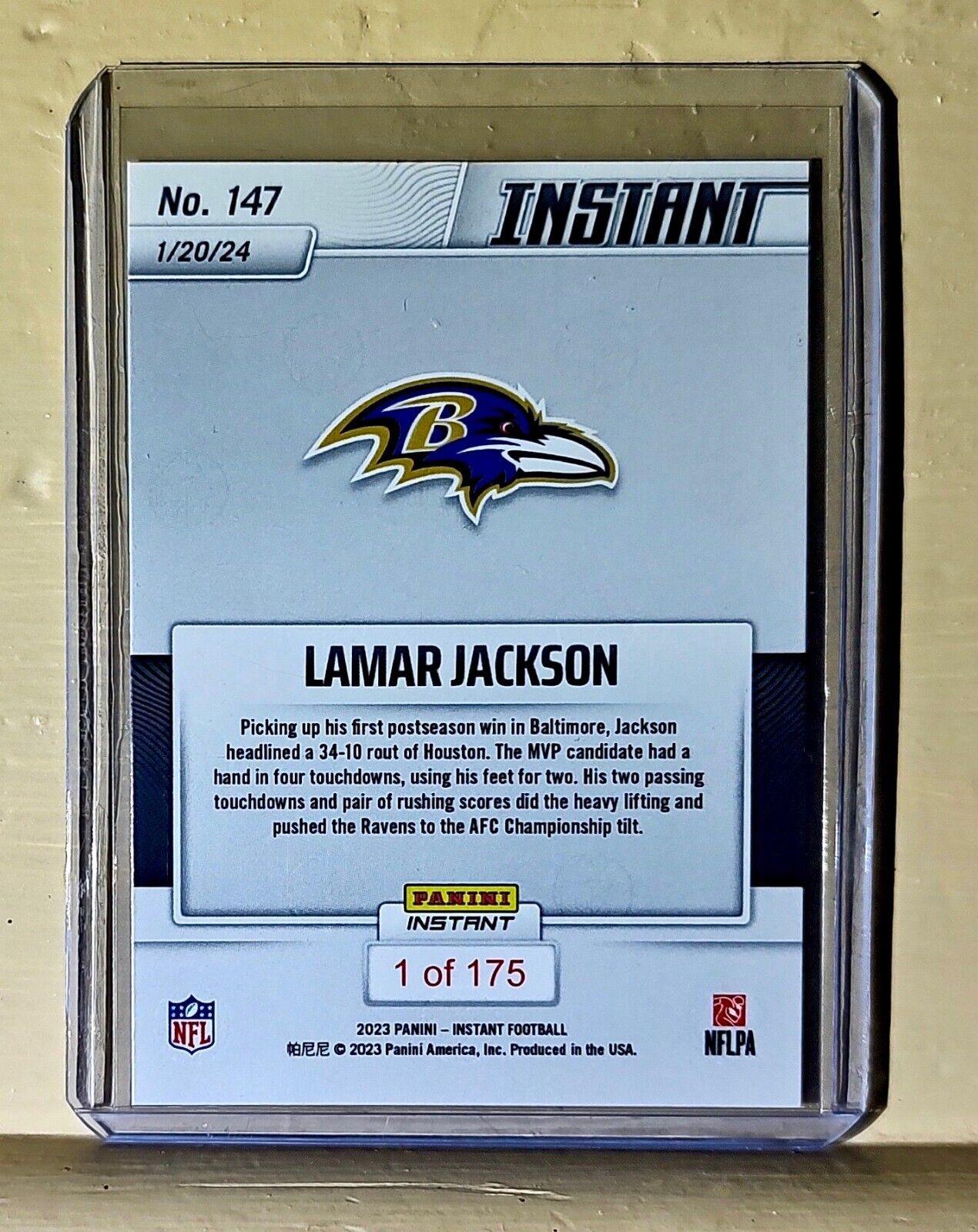 Lamar Jackson 2023 Panini NFL Football #147 Card 1 of 175 Ravens Playoffs