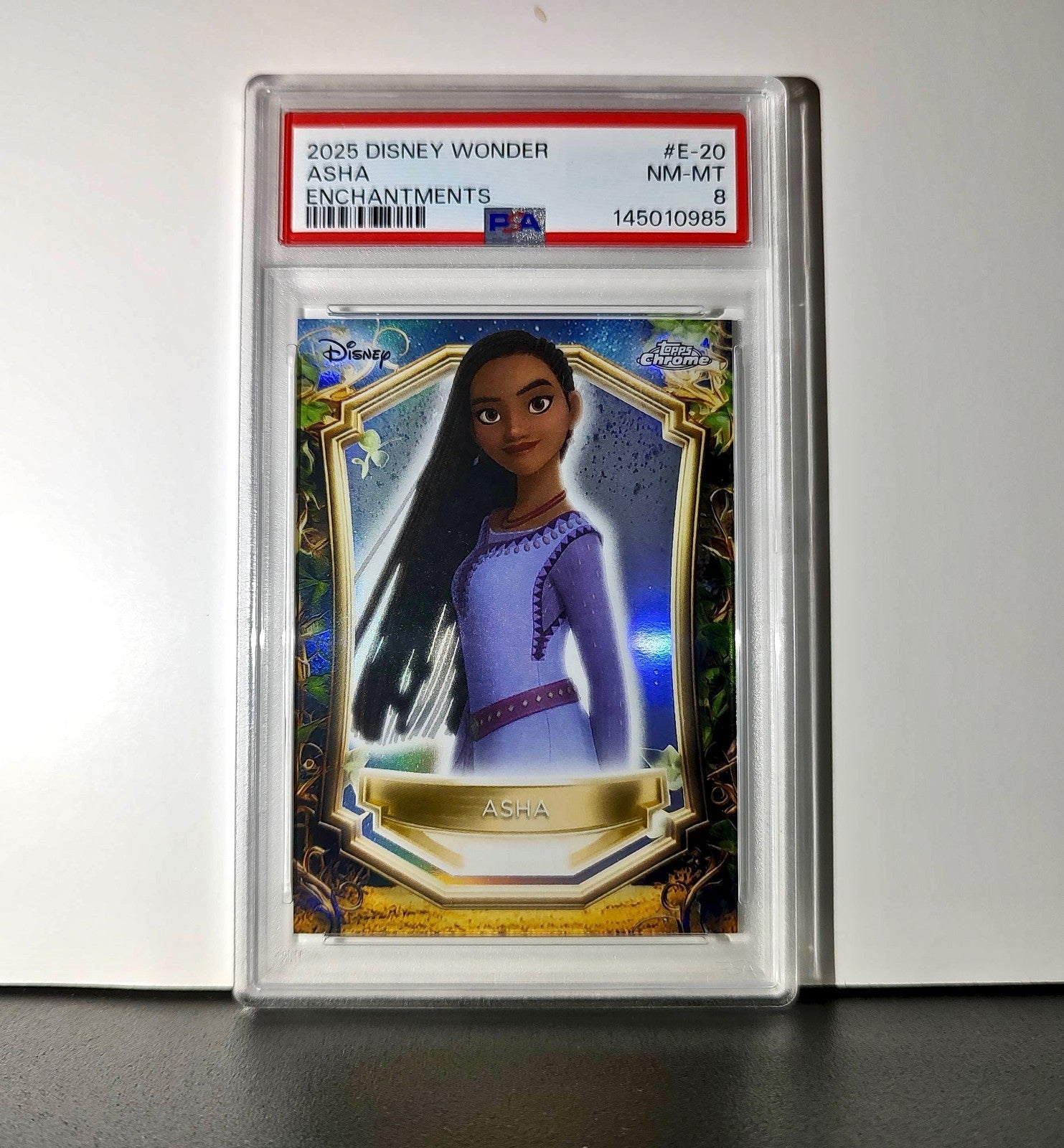 Asha 2025 Topps Enchantments Disney Wonder #E-20 Card Wish PSA 8
