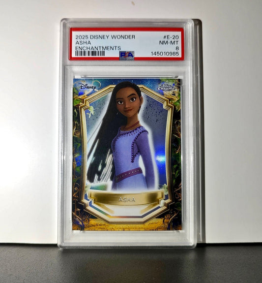 Asha 2025 Topps Enchantments Disney Wonder #E-20 Card Wish PSA 8