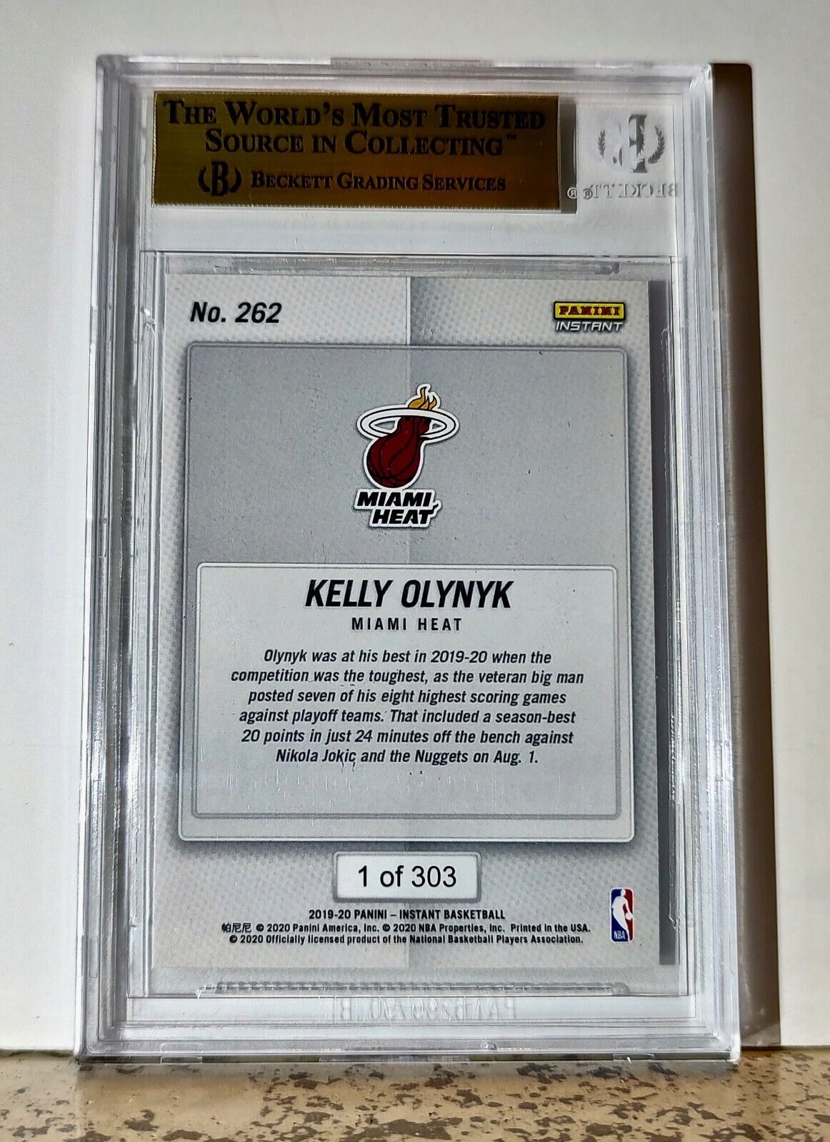 Kelly Olynyk 2019-20 Panini NBA #262 Card 1 of 303 BGS 9.5 Gem Mint Miami Heat