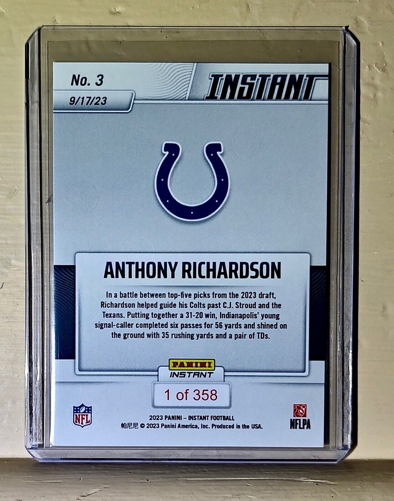 Anthony Richardson 2023 Panini NFL Rookie Football #3 Card 1 of 358 Colts