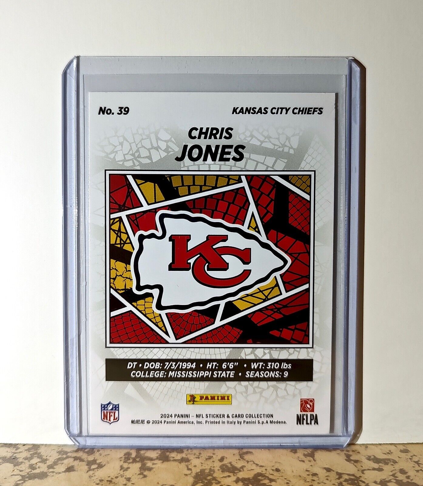 Chris Jones 2024 Panini NFL #39 Sticker Card Kansas City Chiefs