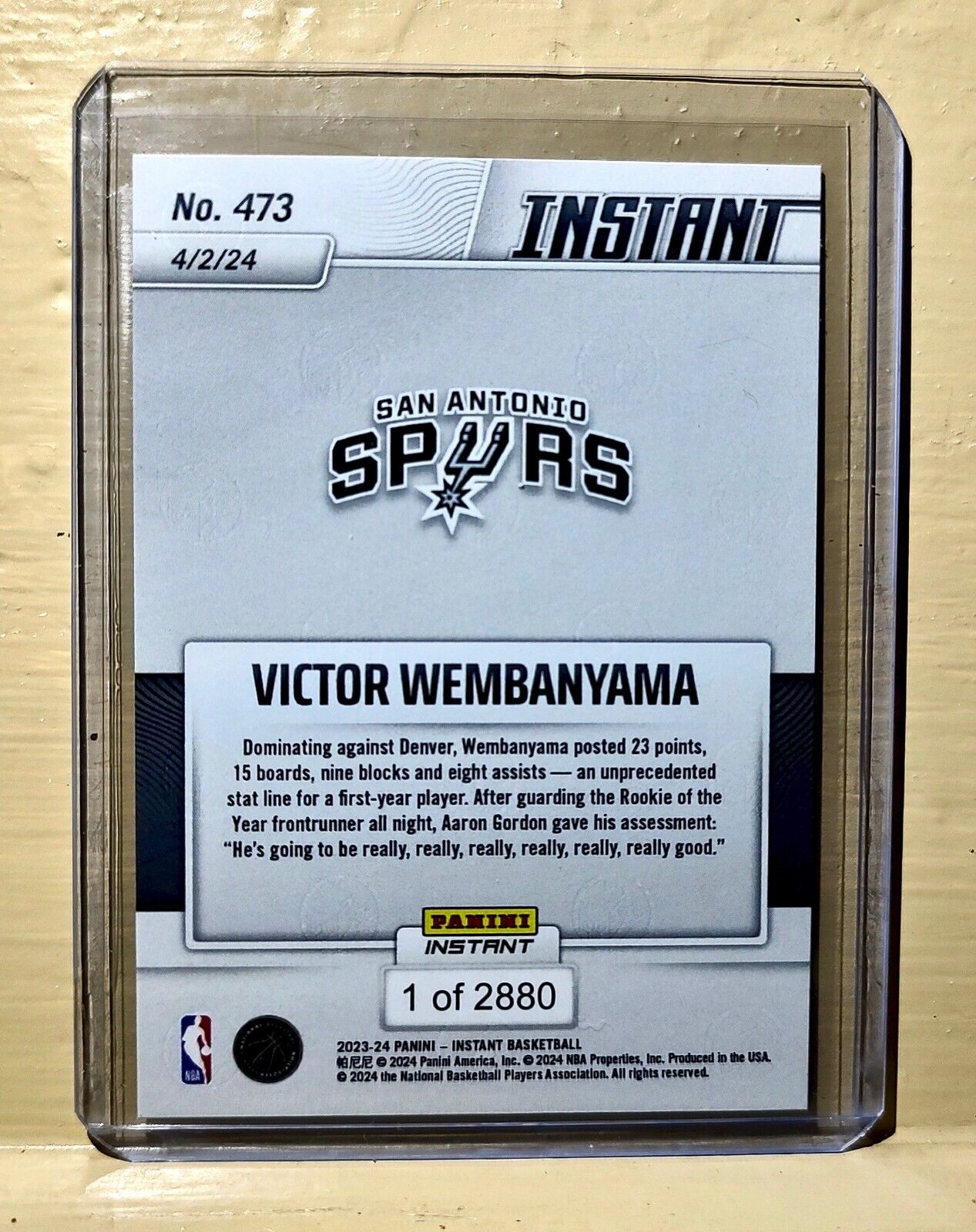 Victor Wembanyama 2023-24 Panini #473 NBA Rookie Card 1 of 2880